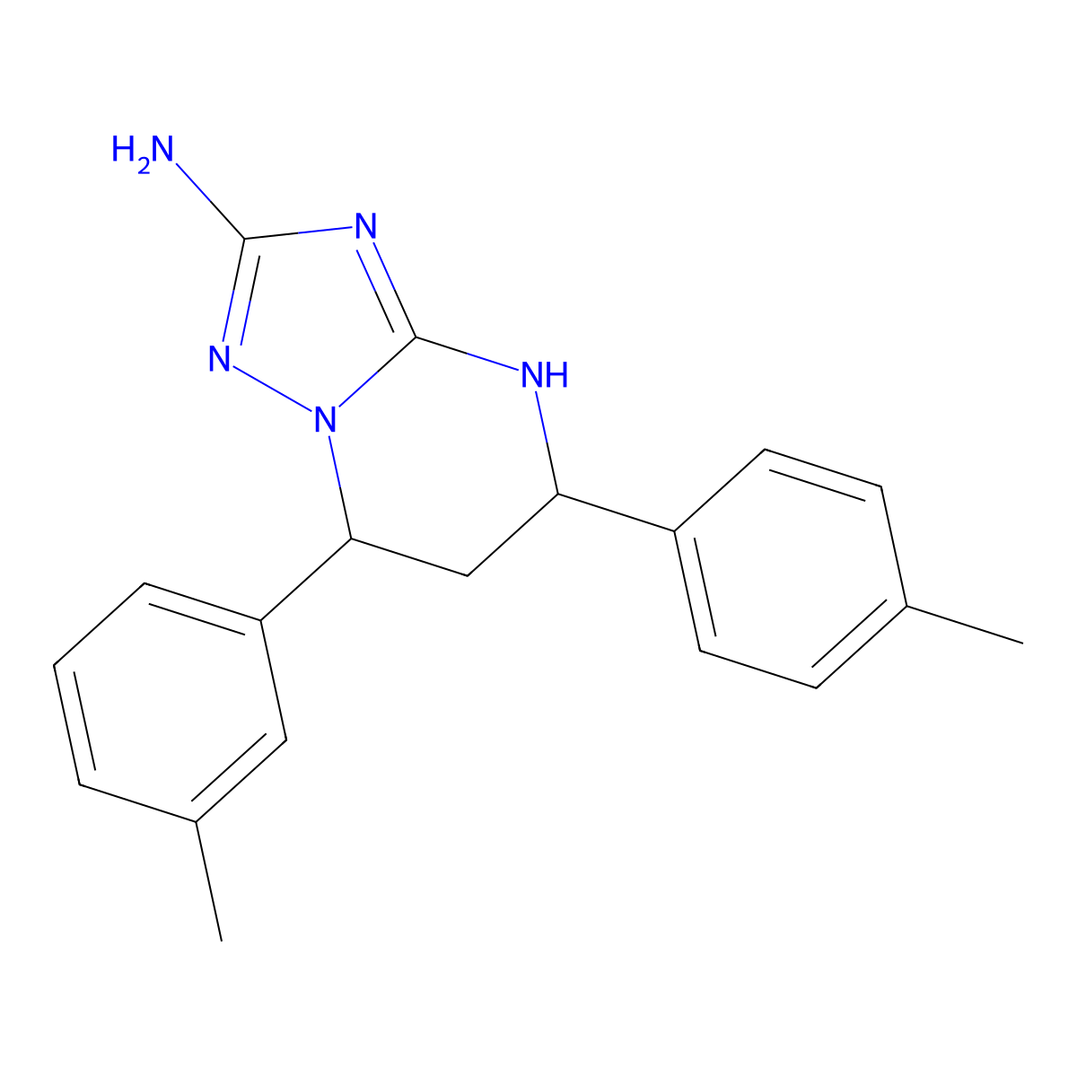 7-(3-Methylphenyl)-5-(4-methylphenyl)-4,5,6,7-tetrahydro[1,2,4]triazolo[1,5-a]pyrimidin-2-ylamine molecular structure, CAS 577962-63-1