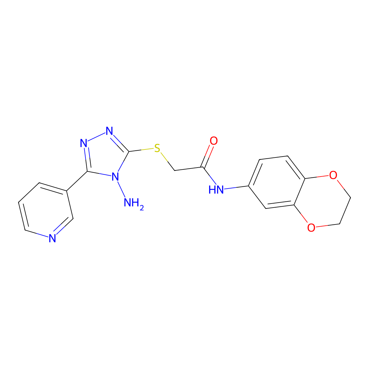 2-{[4-amino-5-(pyridin-3-yl)-4H-1,2,4-triazol-3-yl]sulfanyl}-N-(2,3-dihydro-1,4-benzodioxin-6-yl)acetamide molecular structure, CAS 577962-64-2