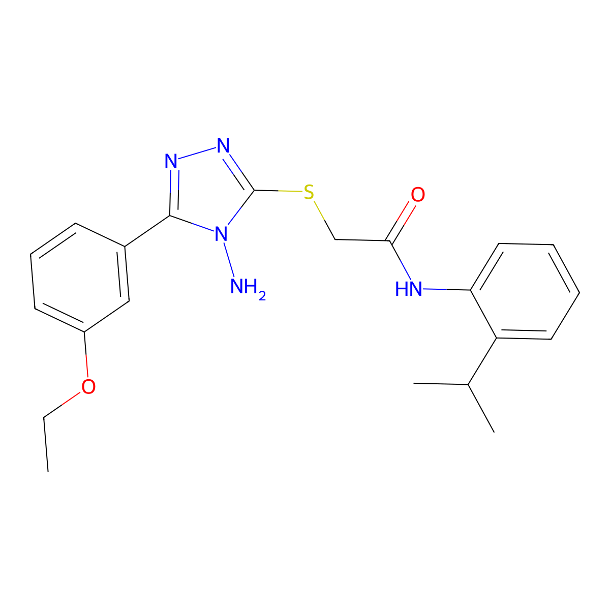 2-[4-amino-5-(3-ethoxyphenyl)(1,2,4-triazol-3-ylthio)]-N-[2-(methylethyl)pheny l]acetamide molecular structure, CAS 577962-81-3