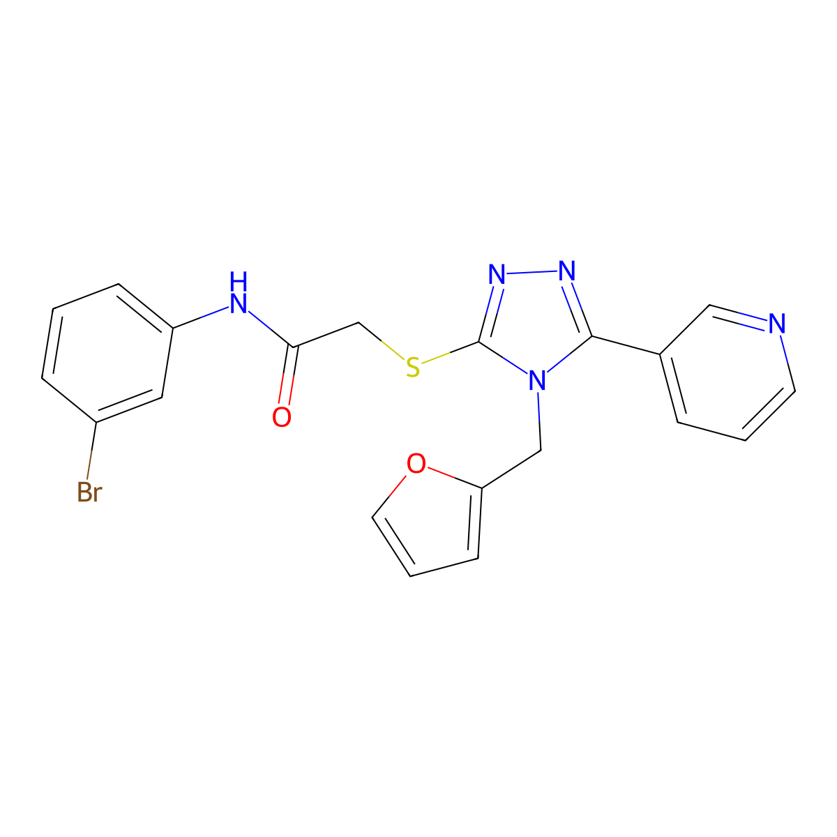 N-(3-bromophenyl)-2-{[4-(furan-2-ylmethyl)-5-(pyridin-3-yl)-4H-1,2,4-triazol-3-yl]sulfanyl}acetamide molecular structure, CAS 577962-86-8