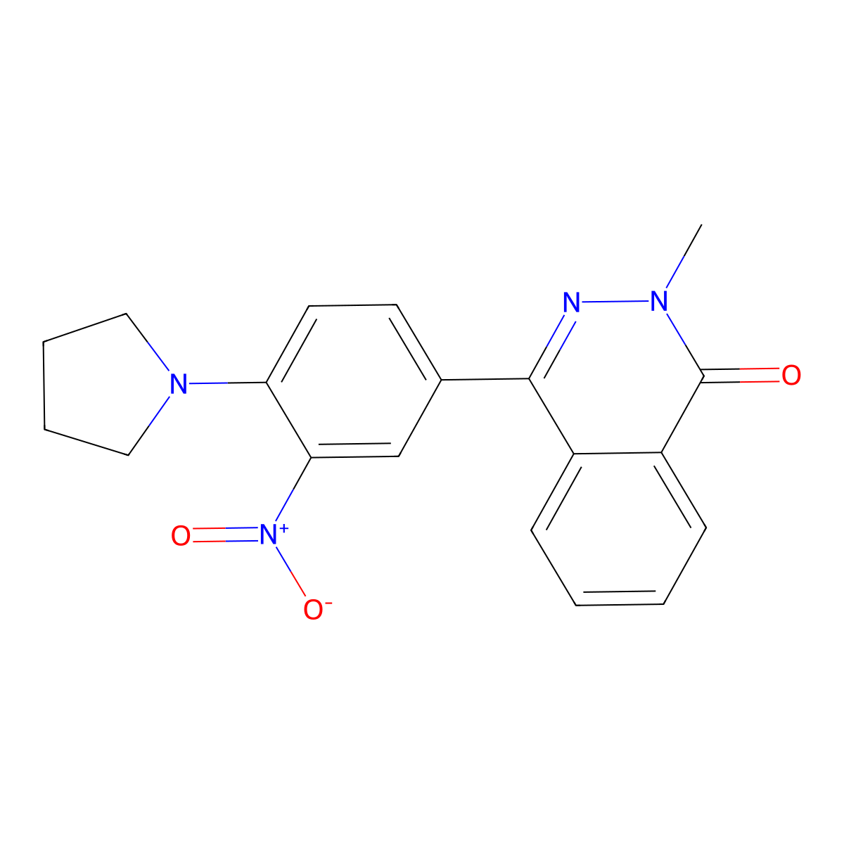 2-Methyl-4-(3-nitro-4-pyrrolidin-1-ylphenyl)phthalazin-1-one molecular structure, CAS 577963-12-3