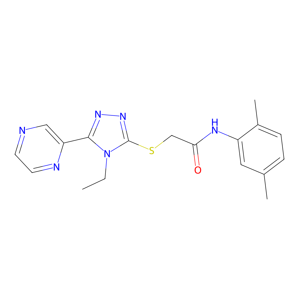 N-(2,5-Dimethylphenyl)-2-{[4-ethyl-5-(2-pyrazinyl)-4H-1,2,4-triazol-3-YL]sulfanyl}acetamide molecular structure, CAS 577963-14-5