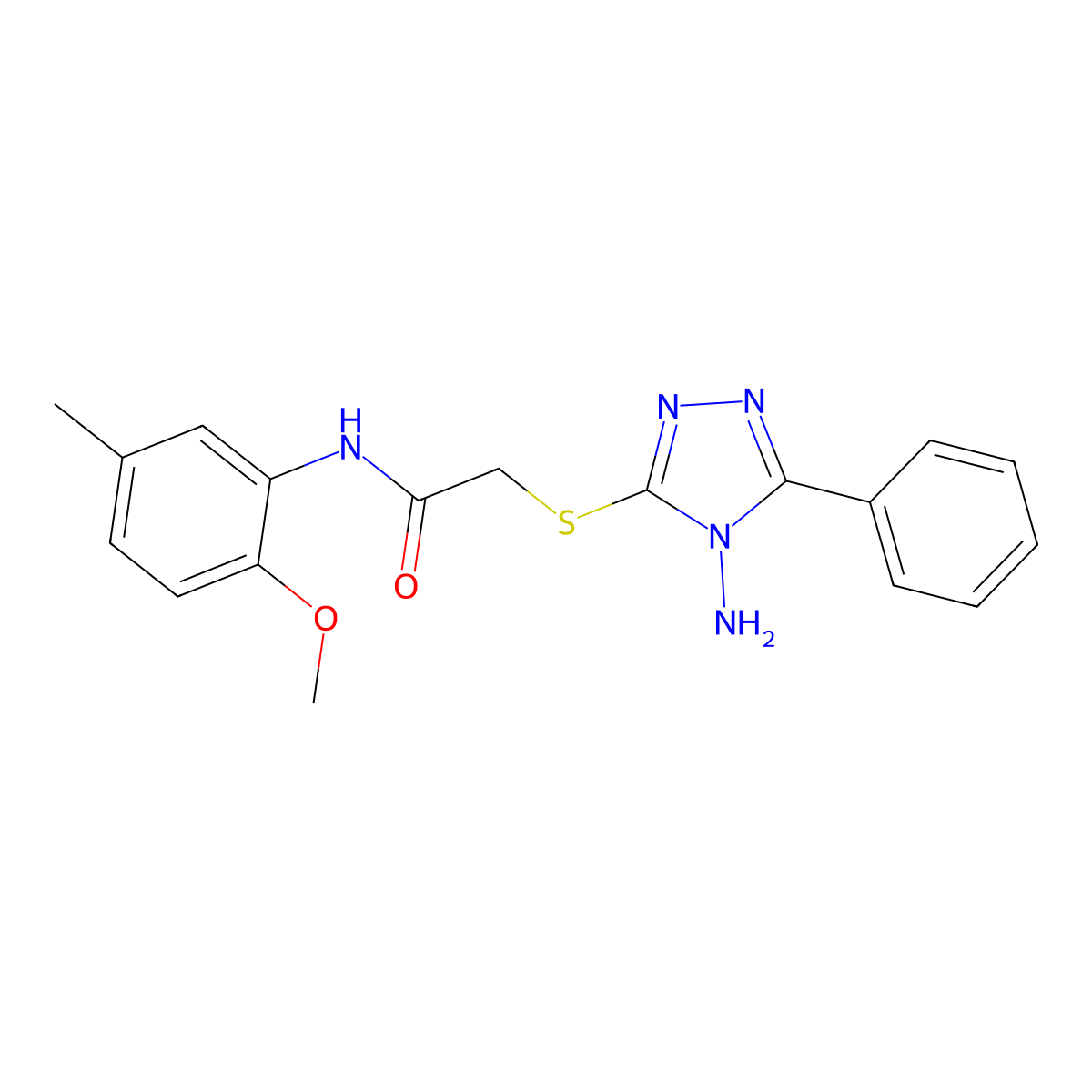 2-[(4-amino-5-phenyl-4H-1,2,4-triazol-3-yl)sulfanyl]-N-(2-methoxy-5-methylphenyl)acetamide molecular structure, CAS 577963-16-7