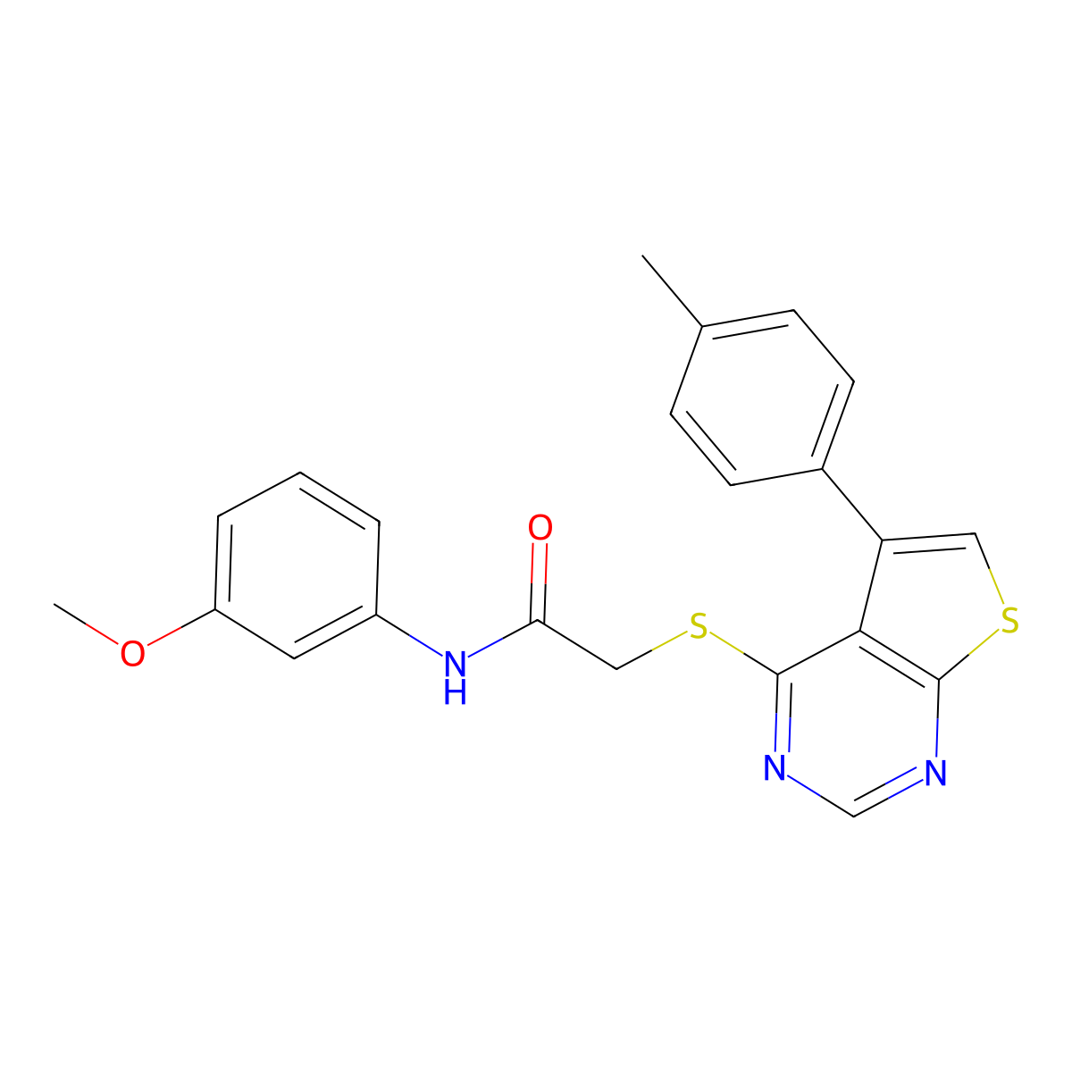 N-(3-methoxyphenyl)-2-{[5-(4-methylphenyl)thieno[2,3-d]pyrimidin-4-yl]sulfanyl}acetamide molecular structure, CAS 577963-22-5