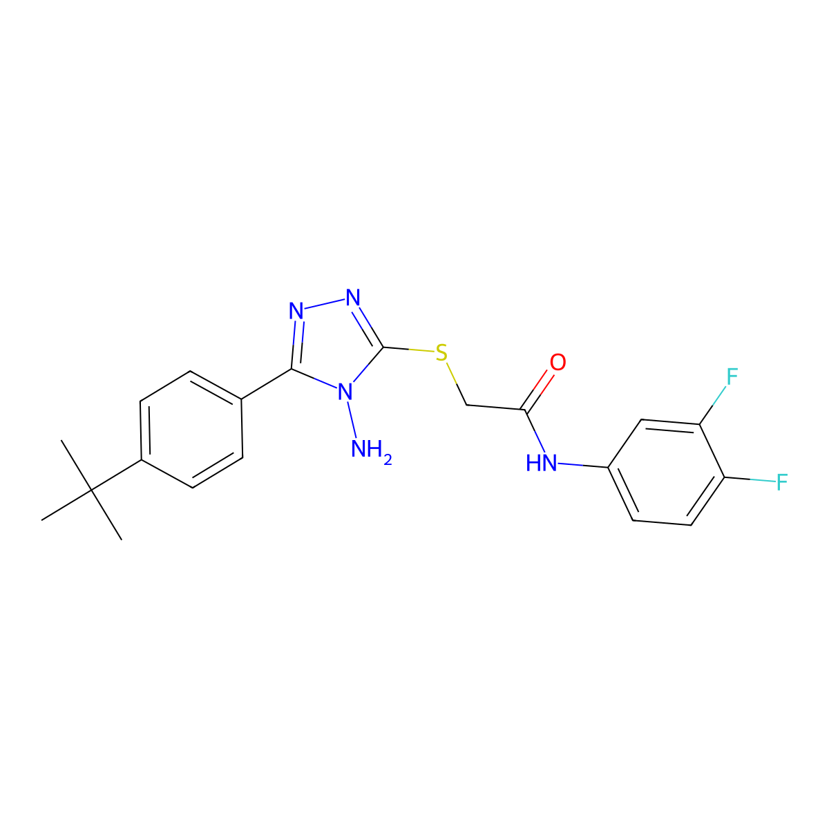 2-{4-amino-5-[4-(tert-butyl)phenyl](1,2,4-triazol-3-ylthio)}-N-(3,4-difluoroph enyl)acetamide molecular structure, CAS 577963-26-9