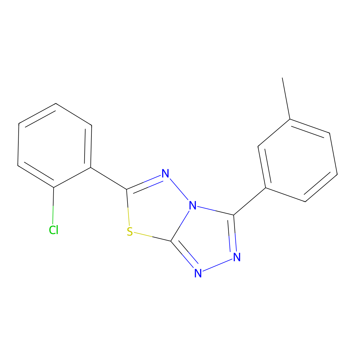 6-(2-Chlorophenyl)-3-(3-methylphenyl)-[1,2,4]triazolo[3,4-b][1,3,4]thiadiazole molecular structure, CAS 577963-45-2