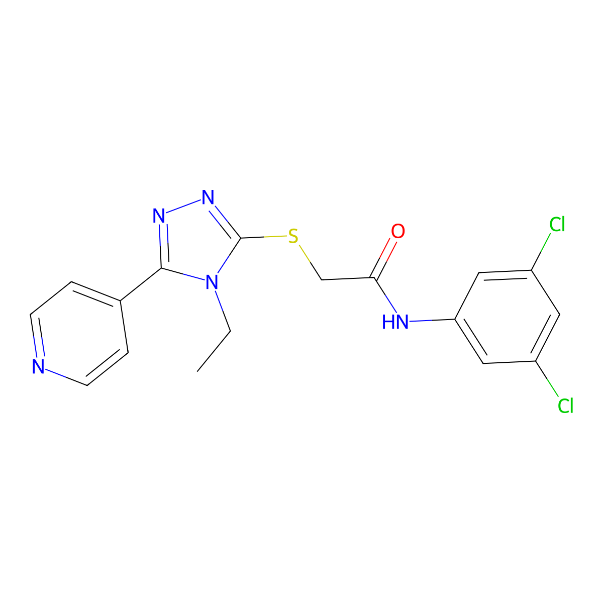 N-(3,5-Dichlorophenyl)-2-((4-ethyl-5-(4-pyridinyl)-4H-1,2,4-triazol-3-YL)sulfanyl)acetamide molecular structure, CAS 577963-76-9