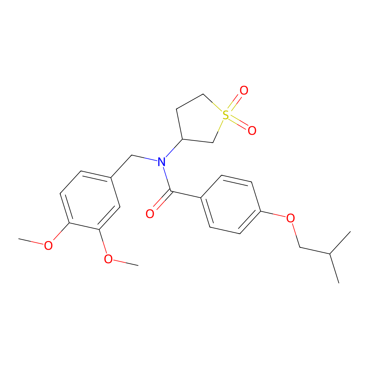 N-(3,4-dimethoxybenzyl)-N-(1,1-dioxidotetrahydrothiophen-3-yl)-4-(2-methylpropoxy)benzamide molecular structure, CAS 577963-99-6