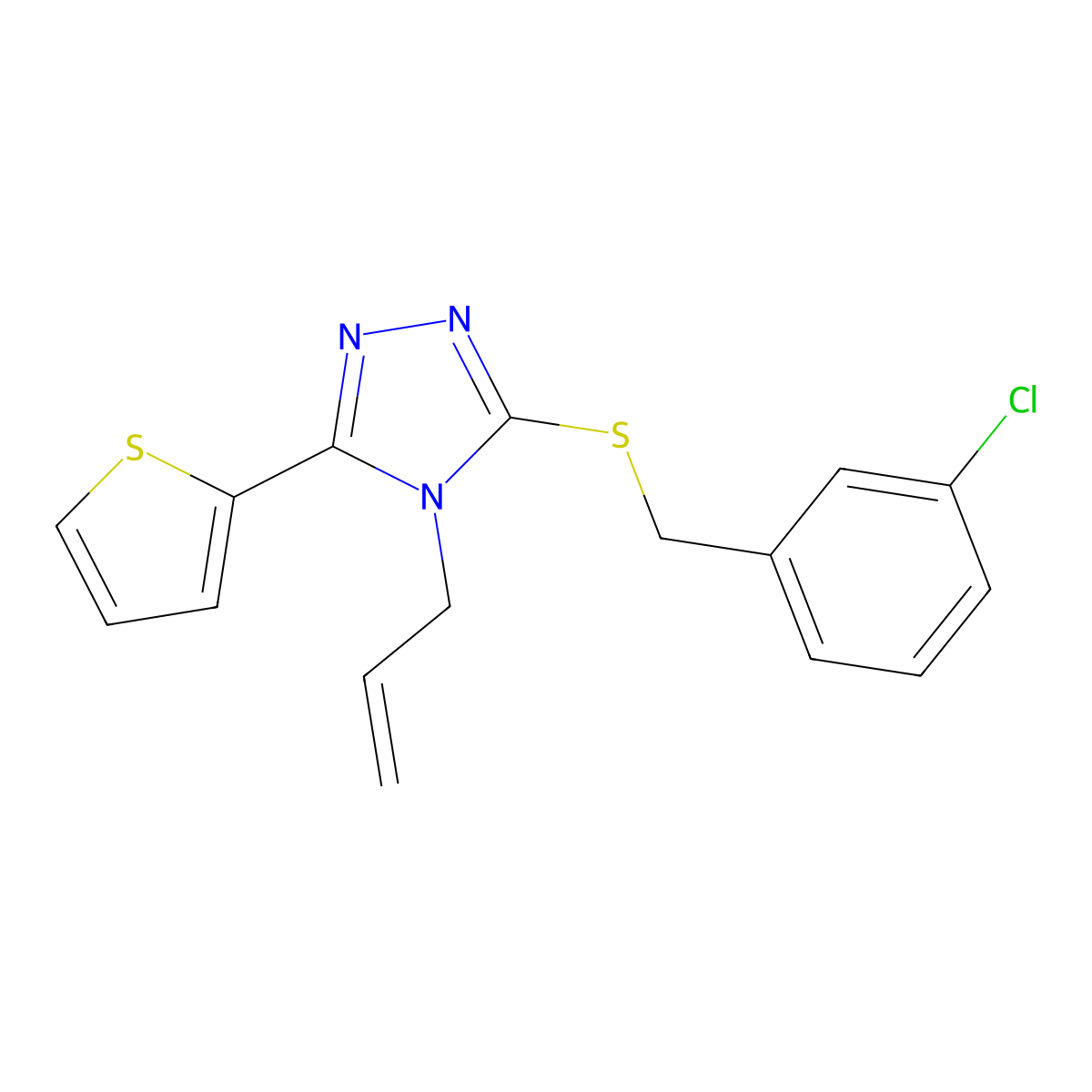 4-Allyl-3-((3-chlorobenzyl)thio)-5-(2-thienyl)-4H-1,2,4-triazole molecular structure, CAS 577964-09-1