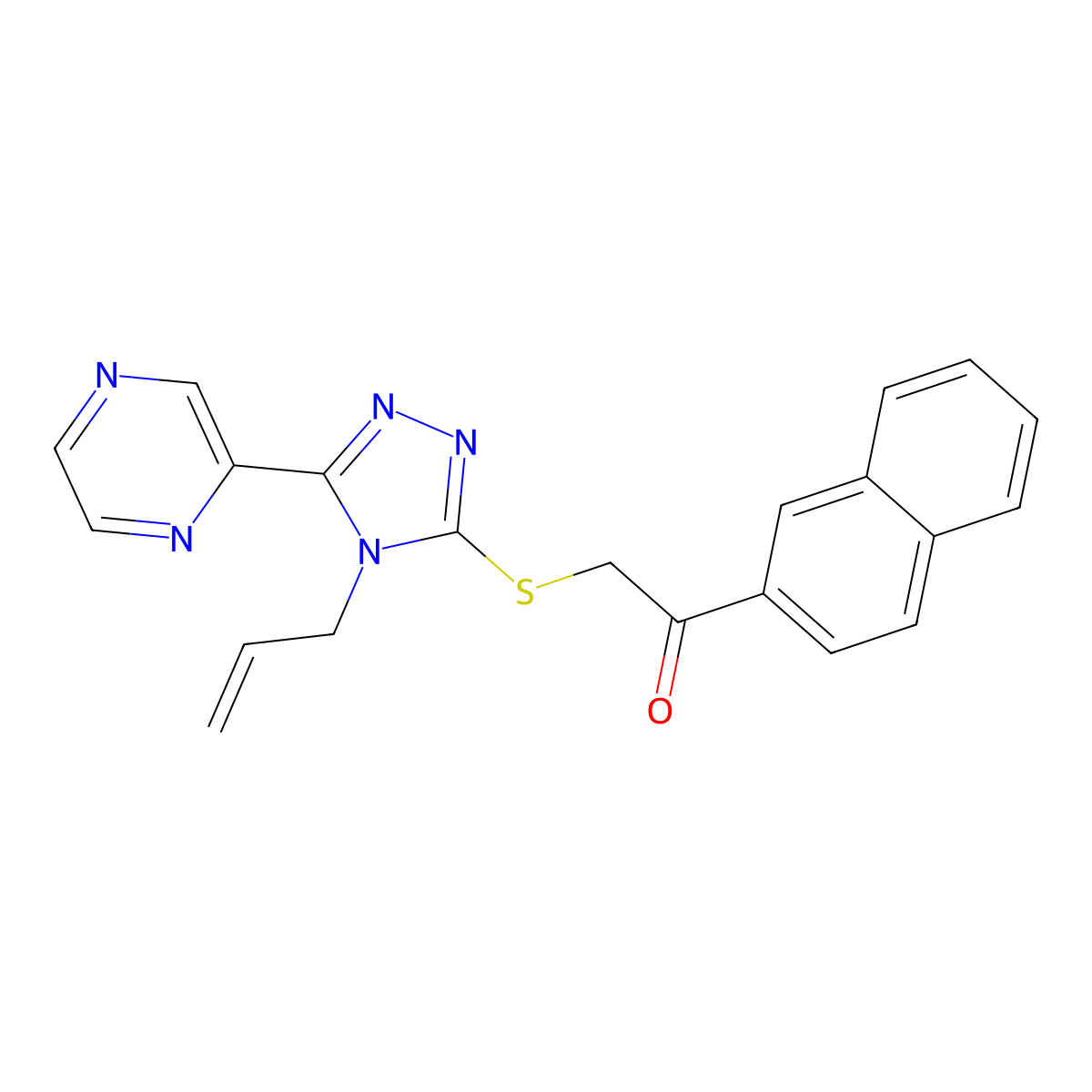 1-(naphthalen-2-yl)-2-{[4-(prop-2-en-1-yl)-5-(pyrazin-2-yl)-4H-1,2,4-triazol-3-yl]sulfanyl}ethanone molecular structure, CAS 577964-40-0