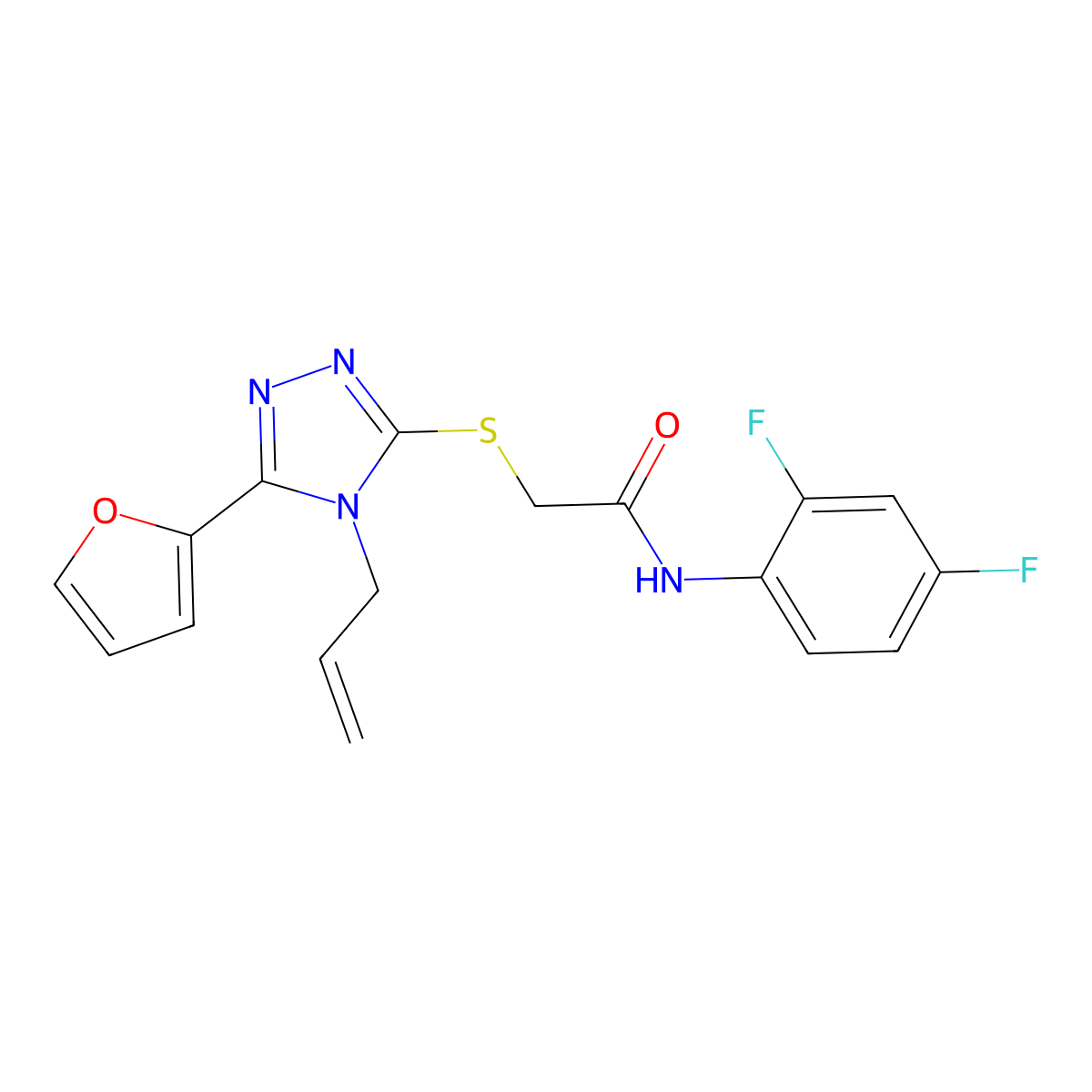 2-{[4-Allyl-5-(2-furyl)-4H-1,2,4-triazol-3-YL]sulfanyl}-N-(2,4-difluorophenyl)acetamide molecular structure, CAS 577964-46-6