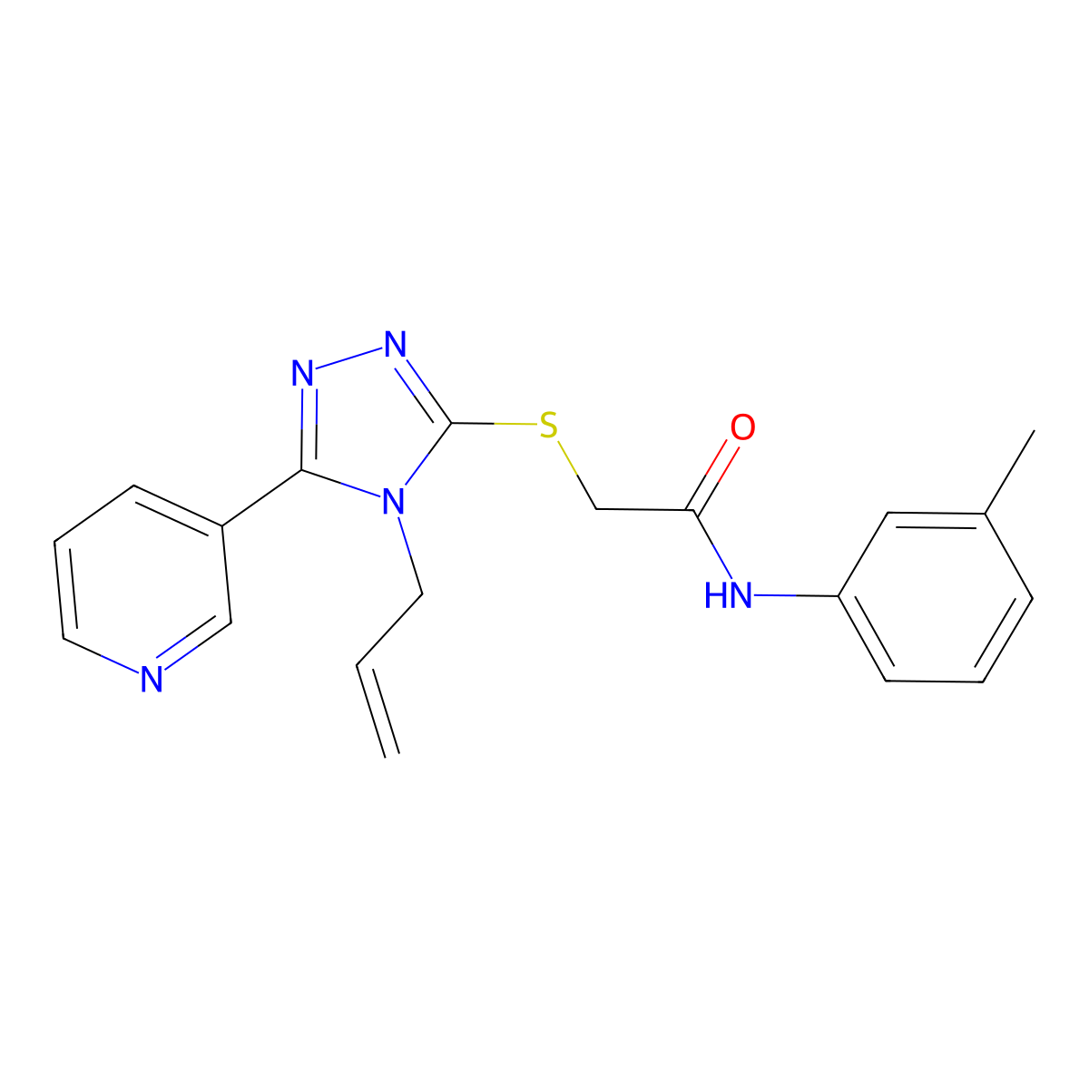 N-(3-methylphenyl)-2-{[4-(prop-2-en-1-yl)-5-(pyridin-3-yl)-4H-1,2,4-triazol-3-yl]sulfanyl}acetamide molecular structure, CAS 577964-47-7