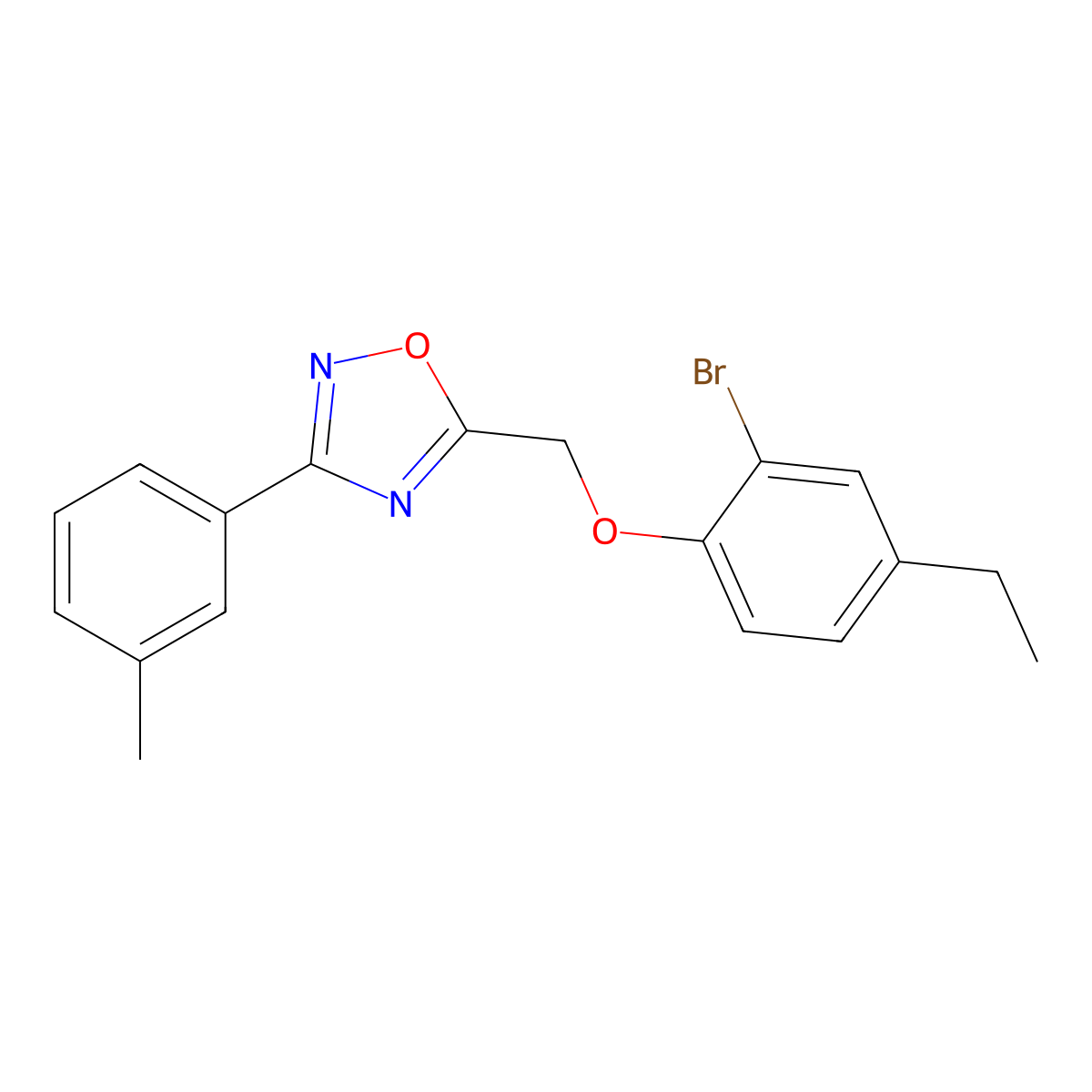 5-[(2-Bromo-4-ethylphenoxy)methyl]-3-(3-methylphenyl)-1,2,4-oxadiazole molecular structure, CAS 577964-50-2