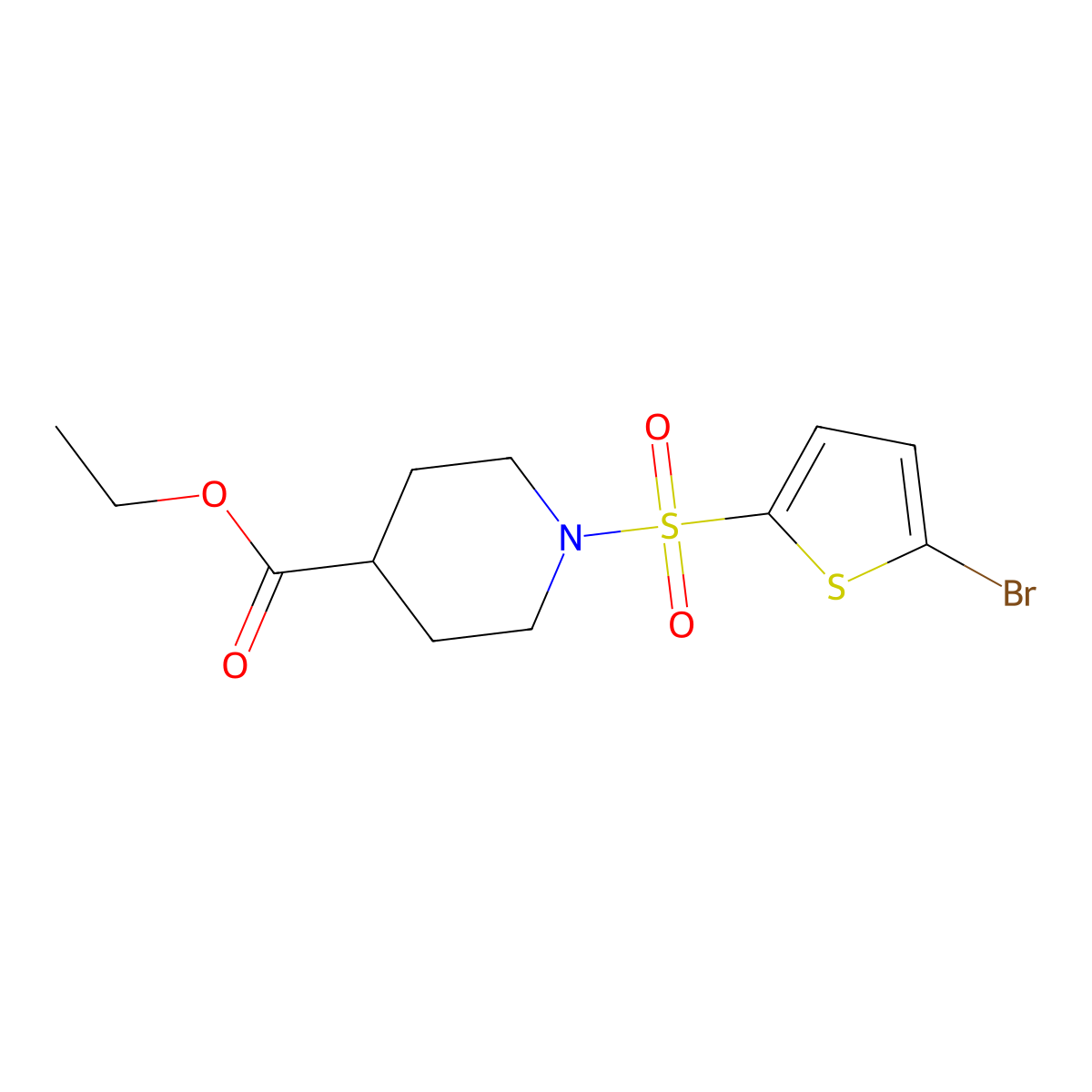 Ethyl 1-[(5-bromo-2-thienyl)sulfonyl]-4-piperidinecarboxylate molecular structure, CAS 577964-55-7