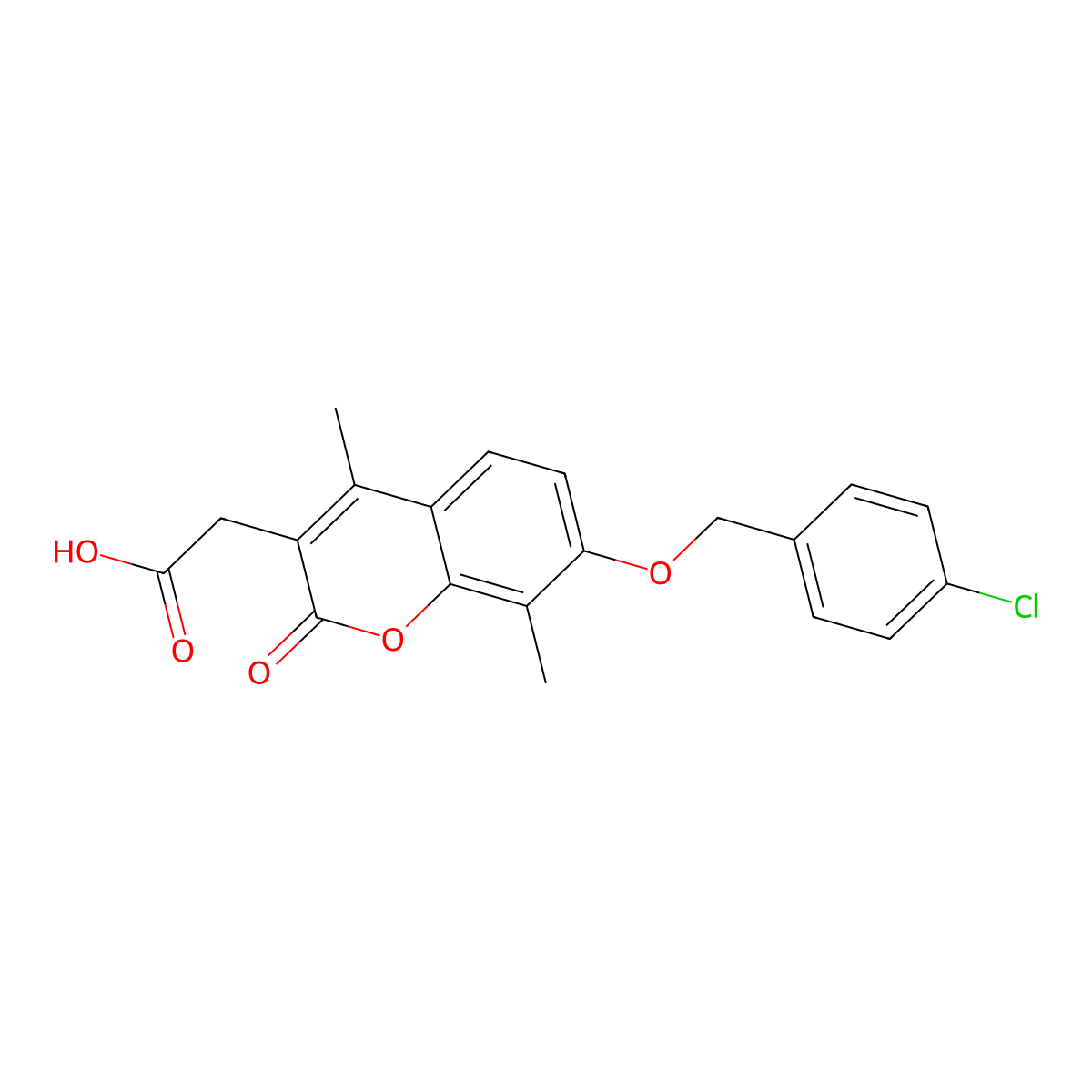 {7-[(4-chlorobenzyl)oxy]-4,8-dimethyl-2-oxo-2H-chromen-3-yl}acetic acid molecular structure, CAS 577964-56-8