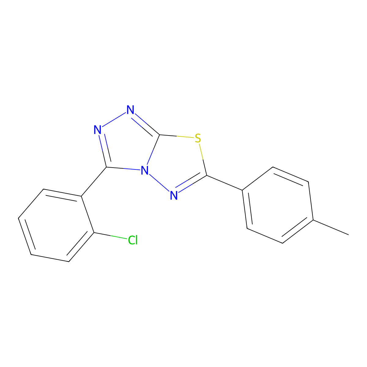 3-(2-Chlorophenyl)-6-(4-methylphenyl)-[1,2,4]triazolo[3,4-b][1,3,4]thiadiazole molecular structure, CAS 577964-78-4