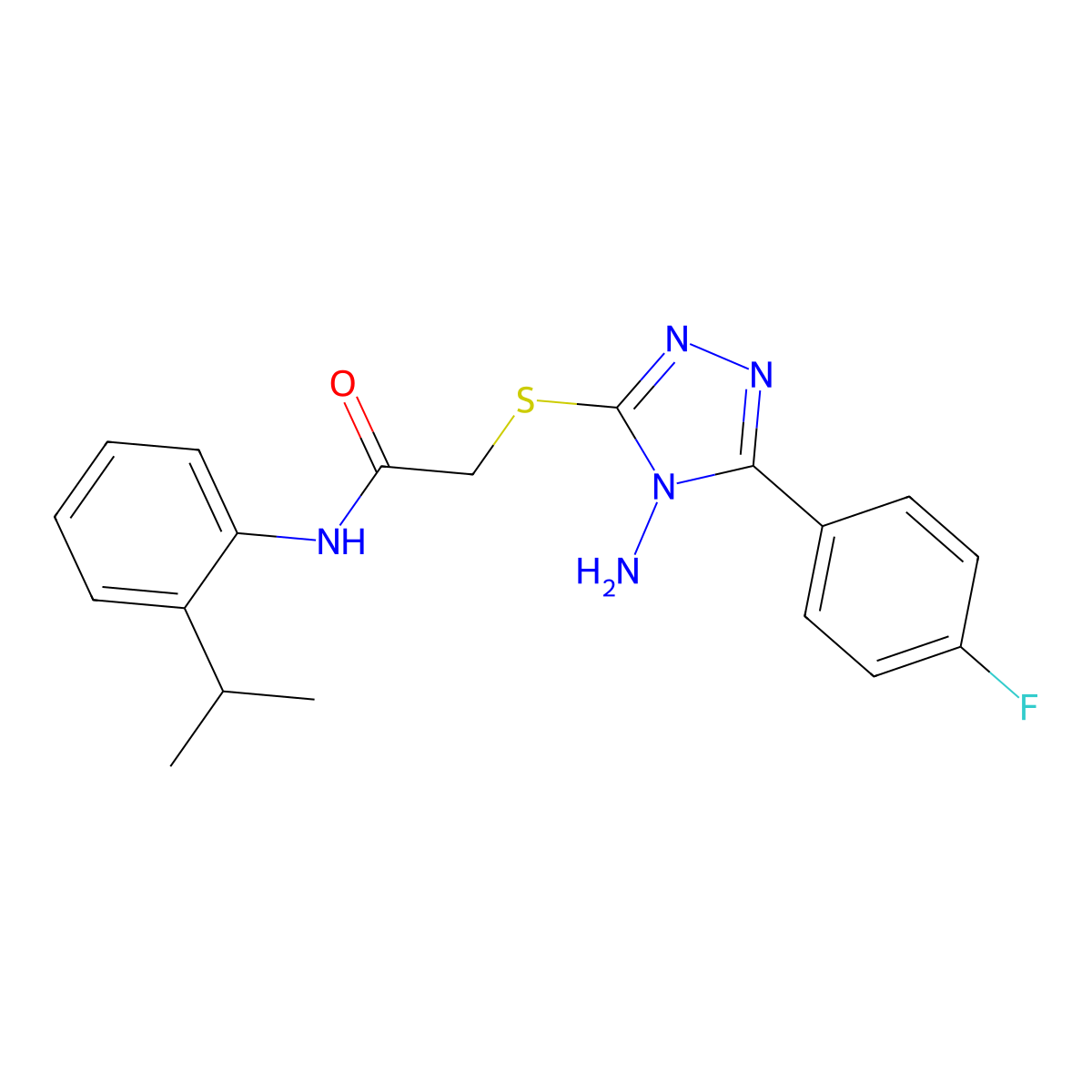2-{[4-amino-5-(4-fluorophenyl)-4H-1,2,4-triazol-3-yl]sulfanyl}-N-[2-(propan-2-yl)phenyl]acetamide molecular structure, CAS 577964-81-9