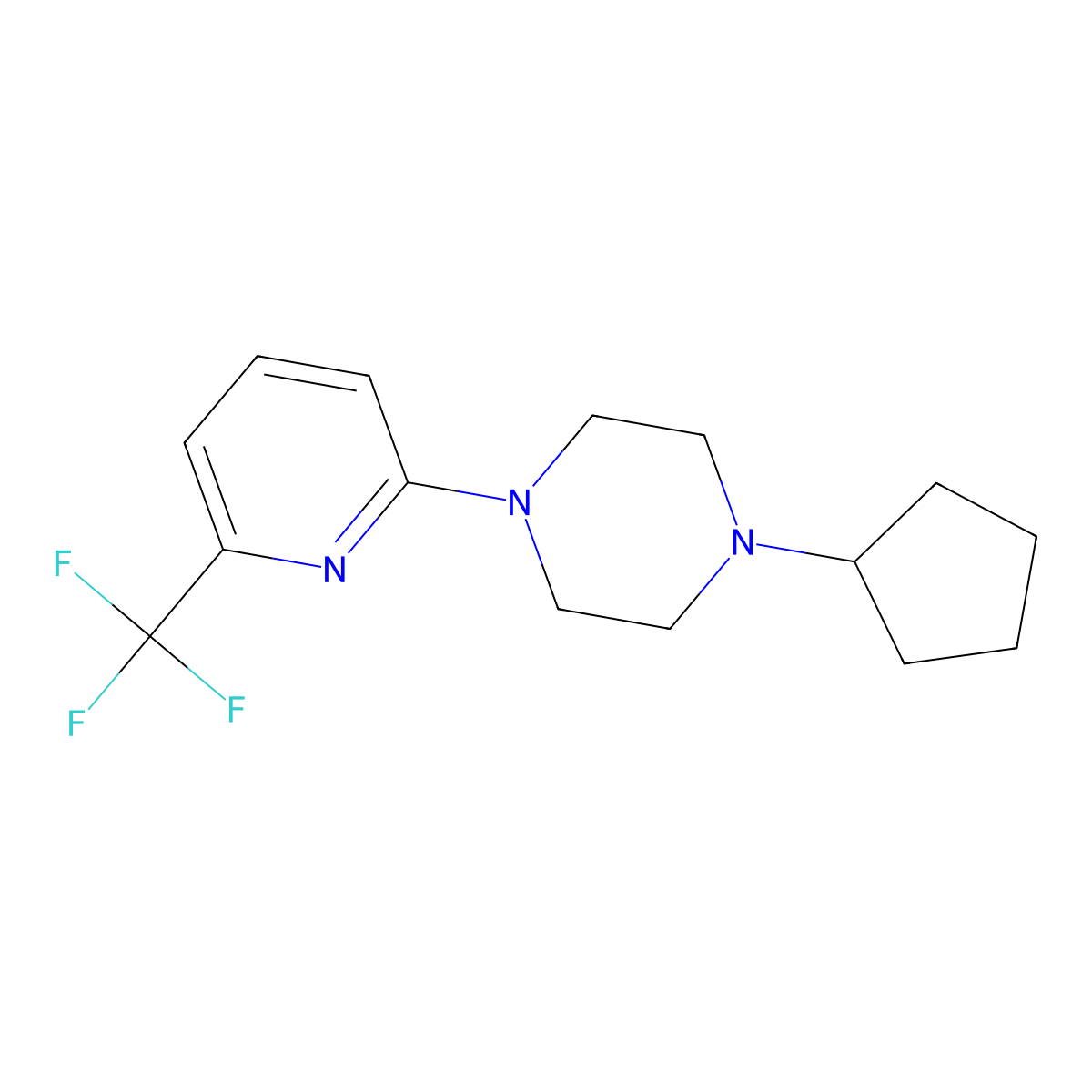 1-Cyclopentyl-4-[6-(trifluoromethyl)pyridin-2-yl]piperazine molecular structure, CAS 577966-24-6