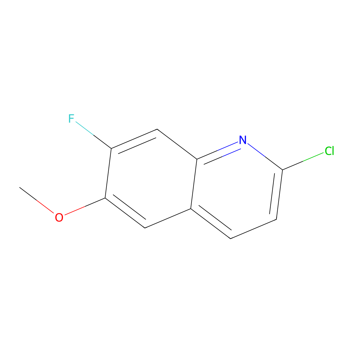 2-Chloro-7-fluoro-6-methoxyquinoline molecular structure, CAS 577967-68-1