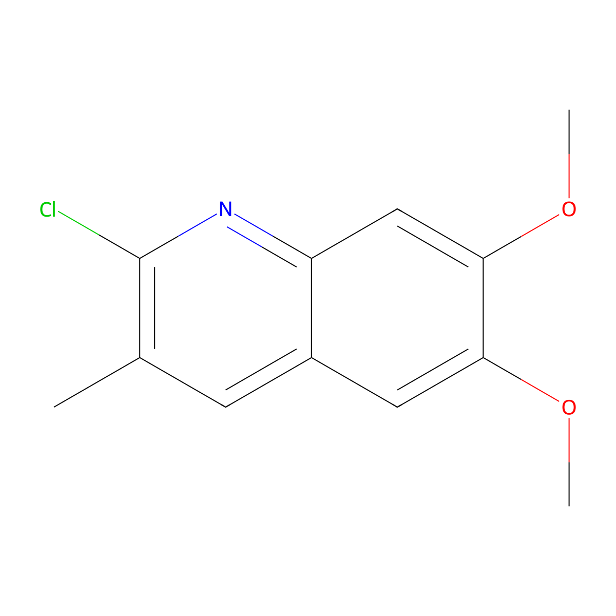 2-Chloro-6,7-dimethoxy-3-methylquinoline molecular structure, CAS 577967-81-8