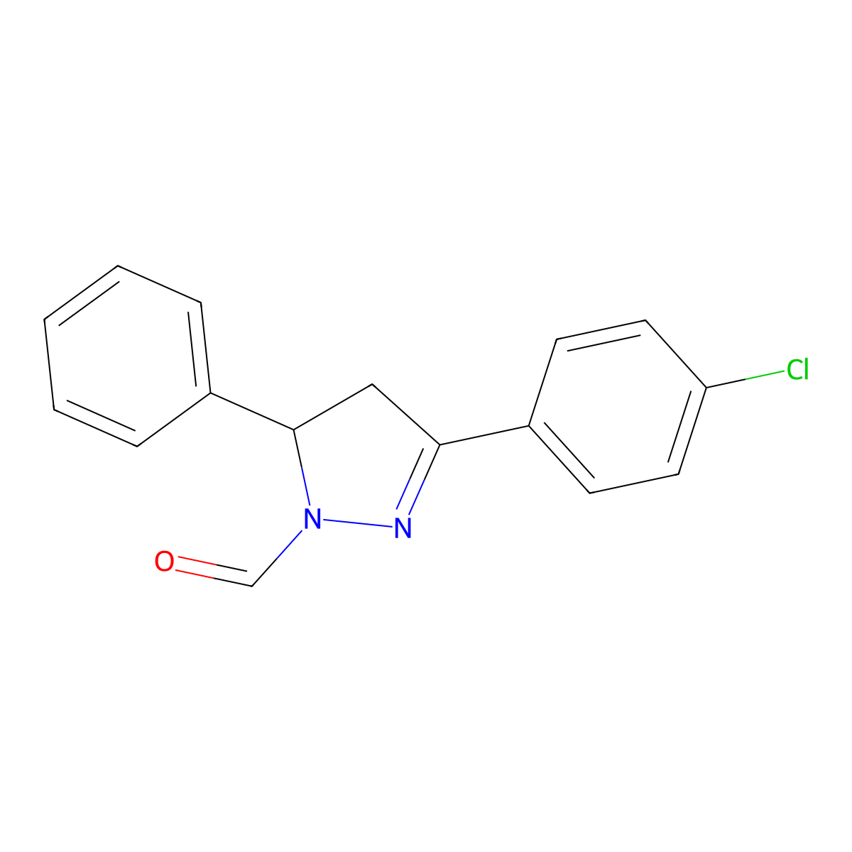 3-(4-Chlorophenyl)-5-phenyl-2-pyrazolinecarbaldehyde molecular structure, CAS 577972-12-4