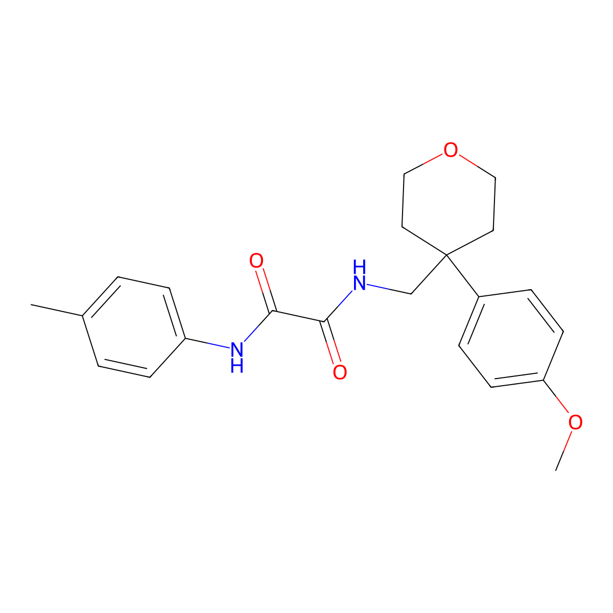 N-[[4-(4-methoxyphenyl)oxan-4-yl]methyl]-N'-(4-methylphenyl)oxamide molecular structure, CAS 577980-64-4
