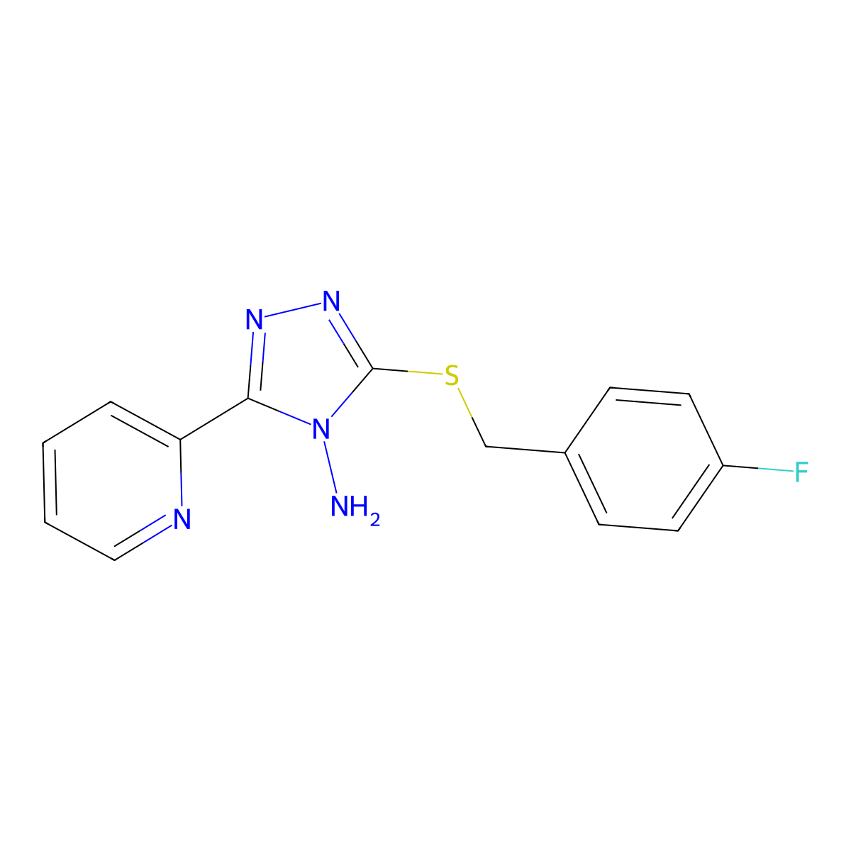 3-((4-Fluorobenzyl)thio)-5-(2-pyridinyl)-4H-1,2,4-triazol-4-ylamine molecular structure, CAS 577980-71-3