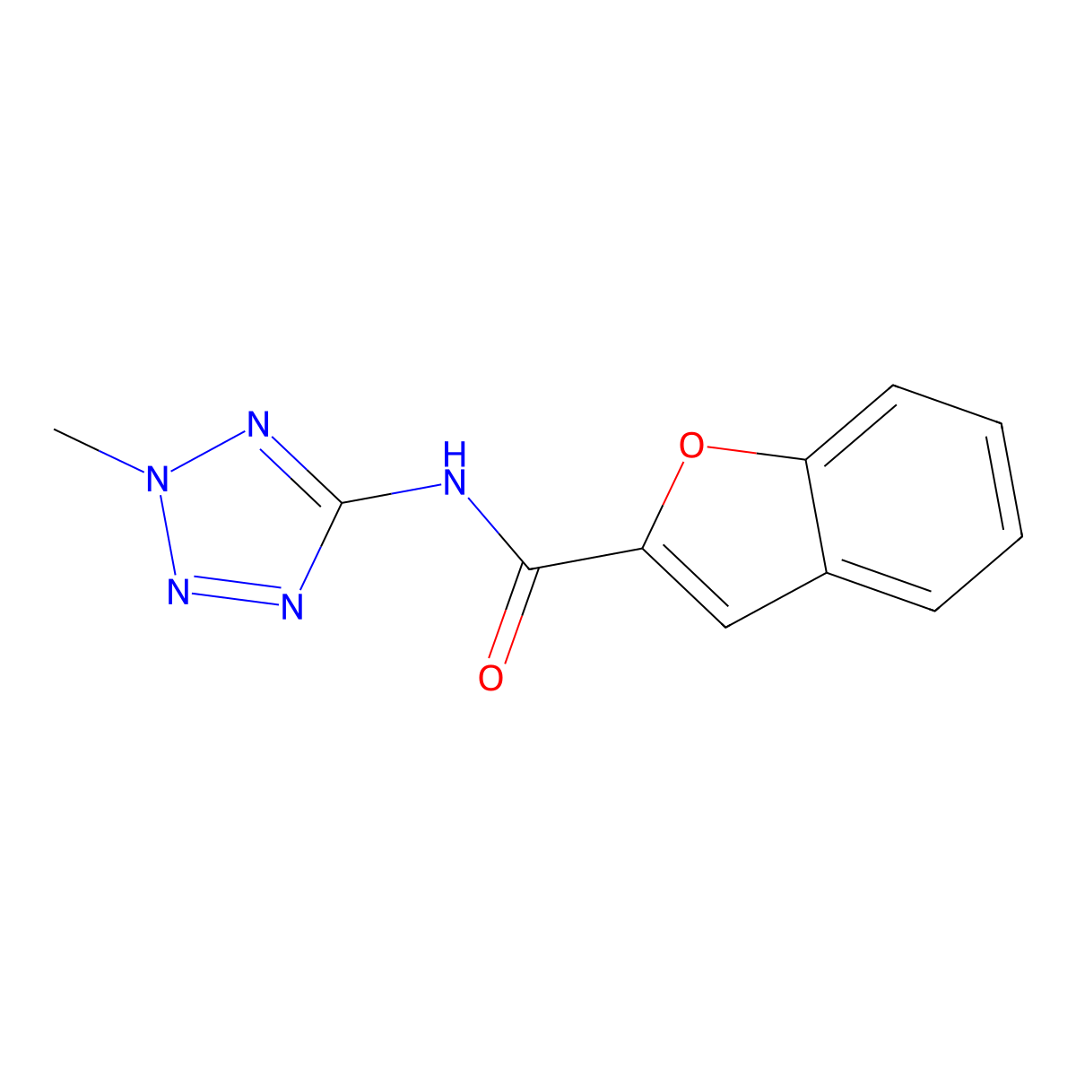 N-(2-methyl-2H-tetrazol-5-yl)-1-benzofuran-2-carboxamide molecular structure, CAS 577980-81-5