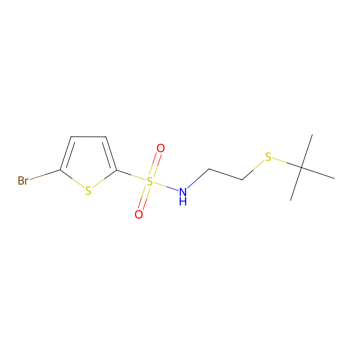5-bromo-N-(2-tert-butylsulfanylethyl)thiophene-2-sulfonamide molecular structure, CAS 577980-87-1