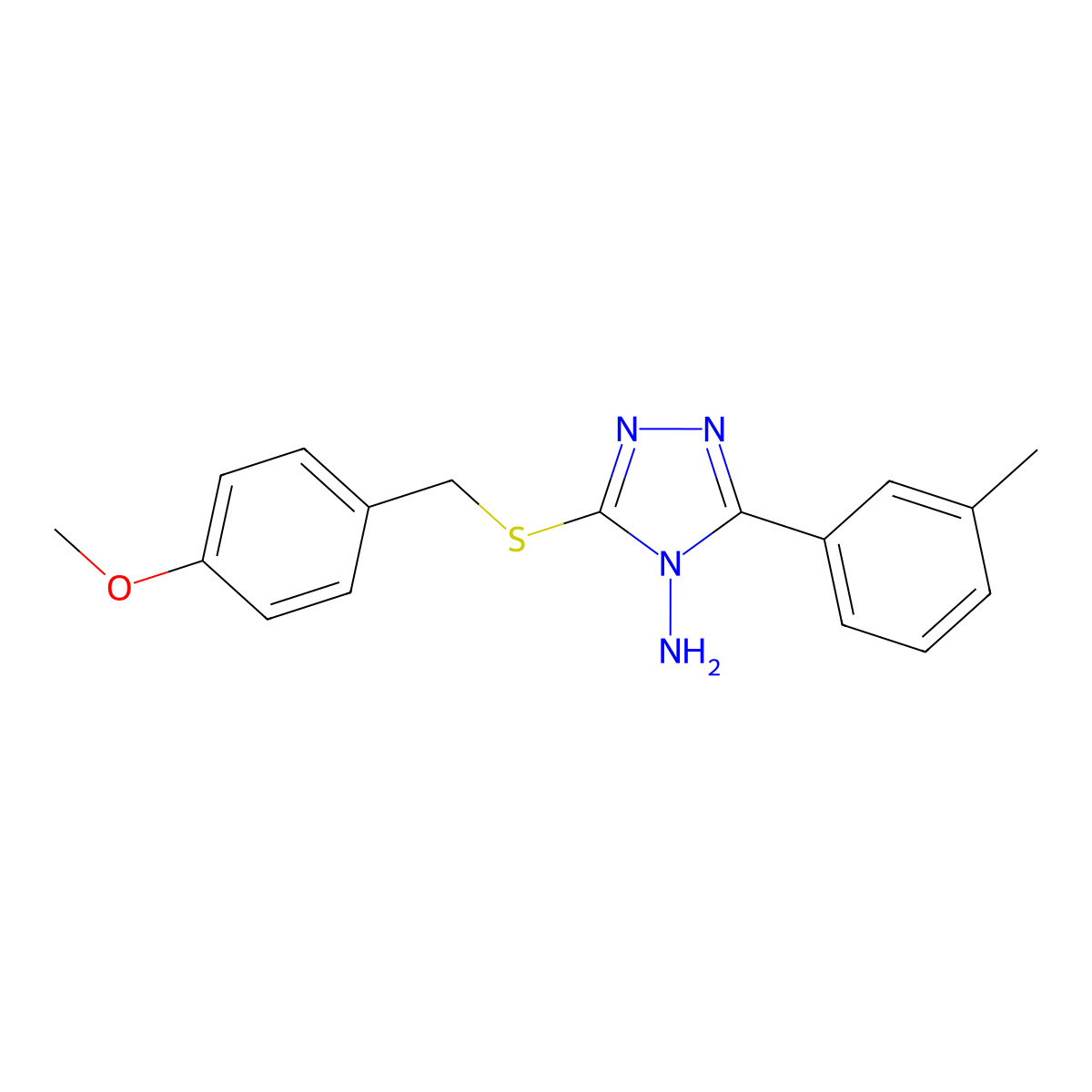 3-[(4-Methoxyphenyl)methylthio]-5-(3-methylphenyl)-1,2,4-triazole-4-ylamine molecular structure, CAS 577981-13-6