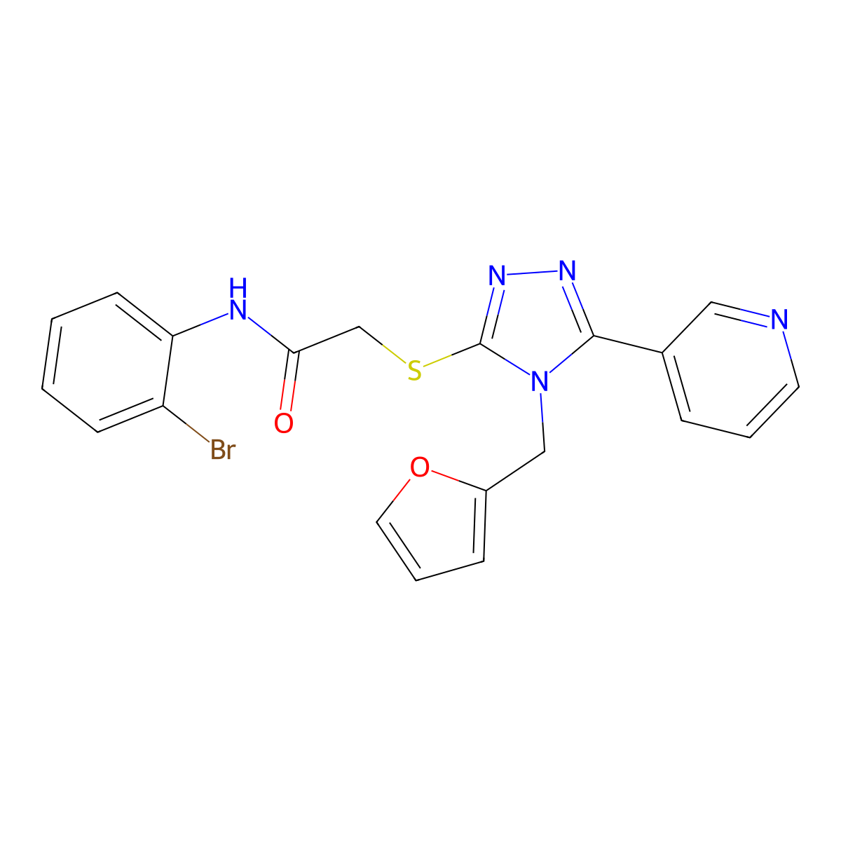 N-(2-bromophenyl)-2-{[4-(furan-2-ylmethyl)-5-(pyridin-3-yl)-4H-1,2,4-triazol-3-yl]sulfanyl}acetamide molecular structure, CAS 577981-18-1