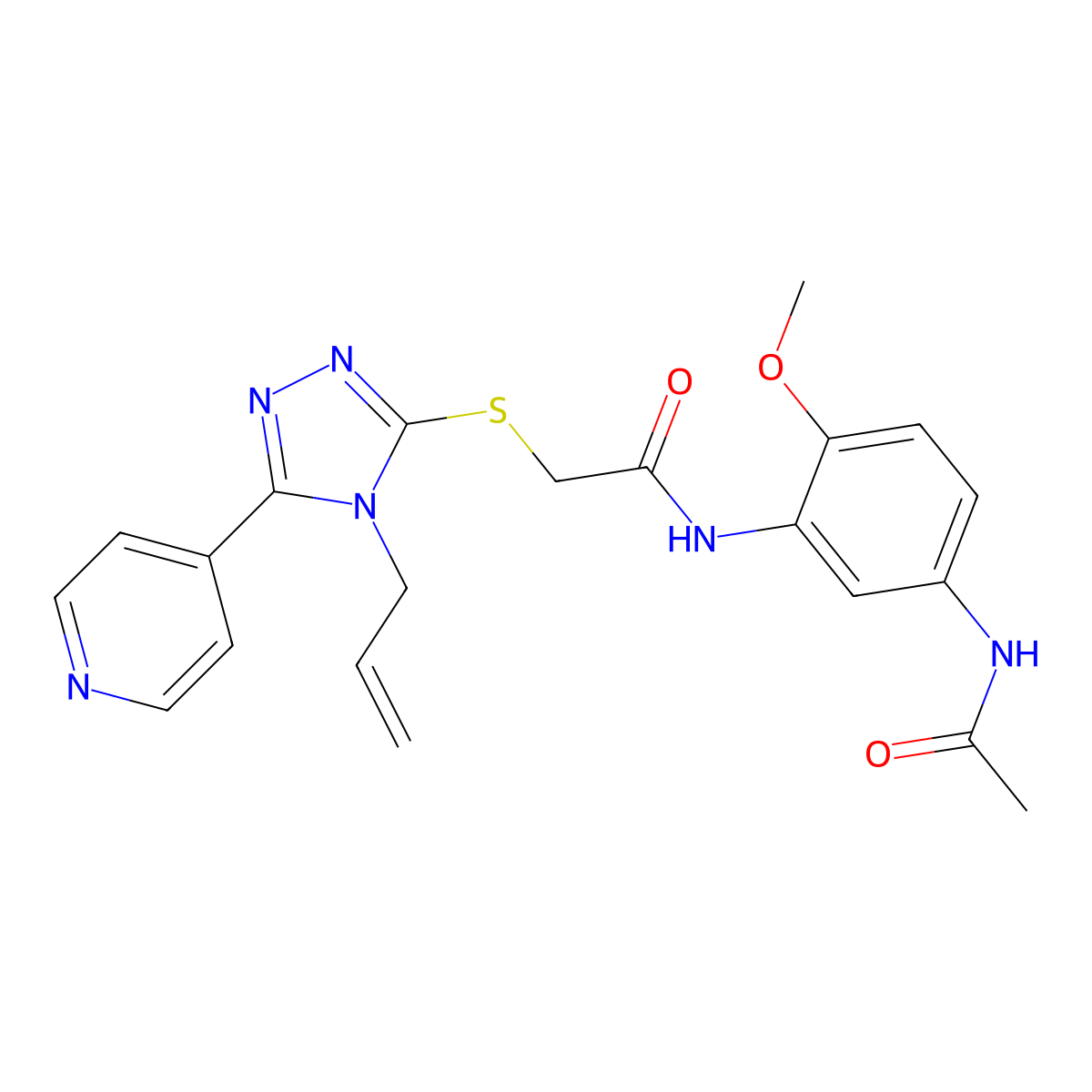 N-[5-(acetylamino)-2-methoxyphenyl]-2-(4-prop-2-enyl-5-(4-pyridyl)(1,2,4-triaz ol-3-ylthio))acetamide molecular structure, CAS 577981-32-9