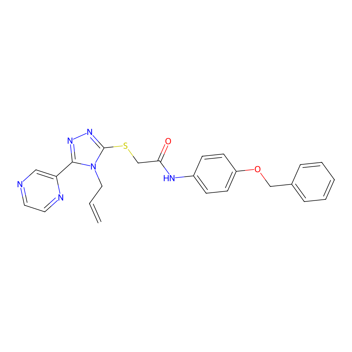 N-[4-(benzyloxy)phenyl]-2-{[4-(prop-2-en-1-yl)-5-(pyrazin-2-yl)-4H-1,2,4-triazol-3-yl]sulfanyl}acetamide molecular structure, CAS 577981-35-2