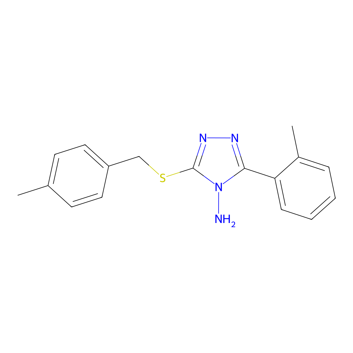 5-(2-Methylphenyl)-3-[(4-methylphenyl)methylthio]-1,2,4-triazole-4-ylamine molecular structure, CAS 577981-50-1