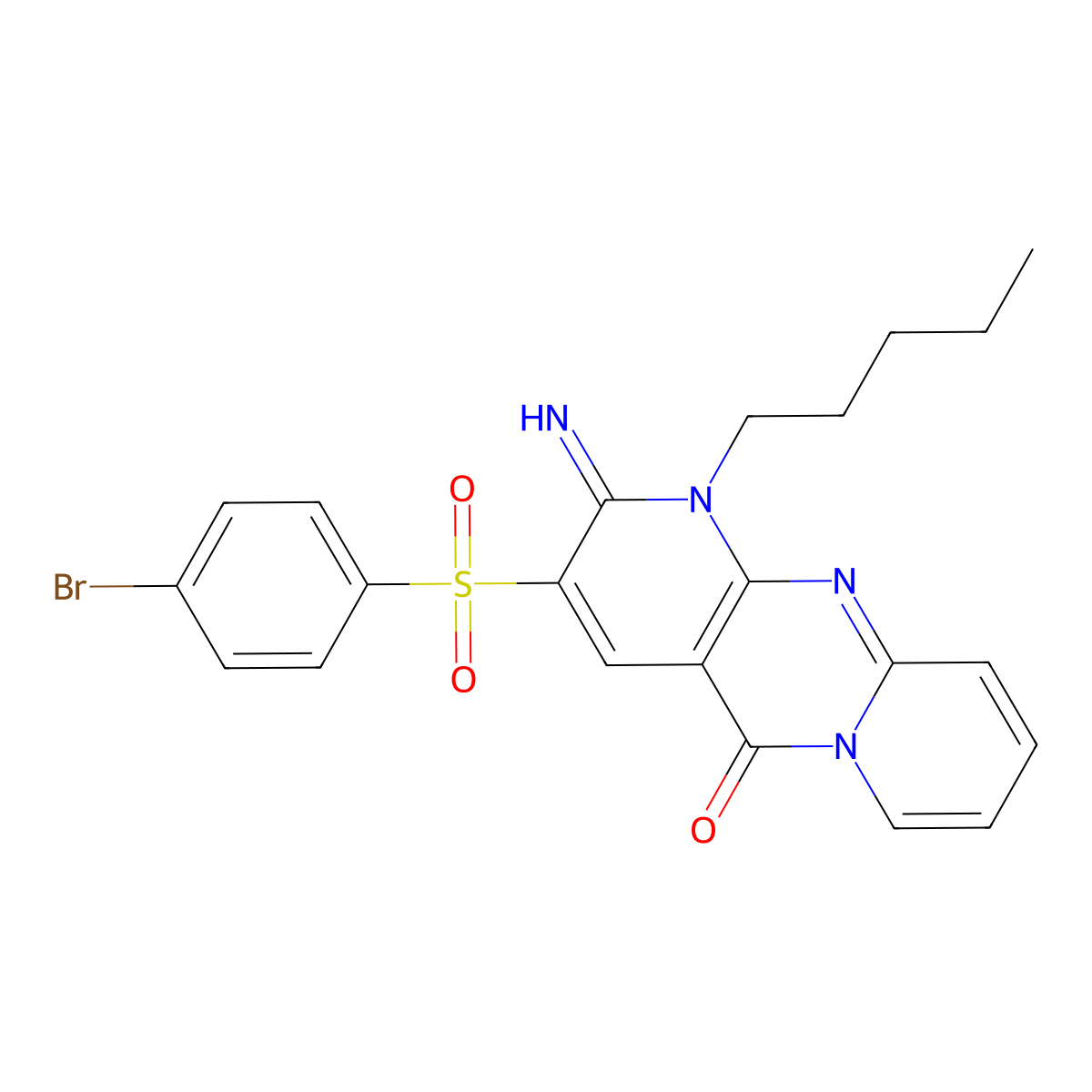 3-[(4-bromophenyl)sulfonyl]-2-imino-1-pentyl-1,2-dihydro-5H-dipyrido[1,2-a:2',3'-d]pyrimidin-5-one molecular structure, CAS 577981-56-7