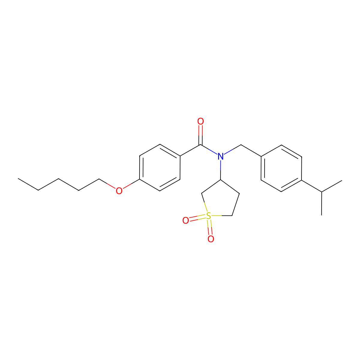 N-(1,1-dioxidotetrahydrothiophen-3-yl)-4-(pentyloxy)-N-[4-(propan-2-yl)benzyl]benzamide molecular structure, CAS 577981-60-3