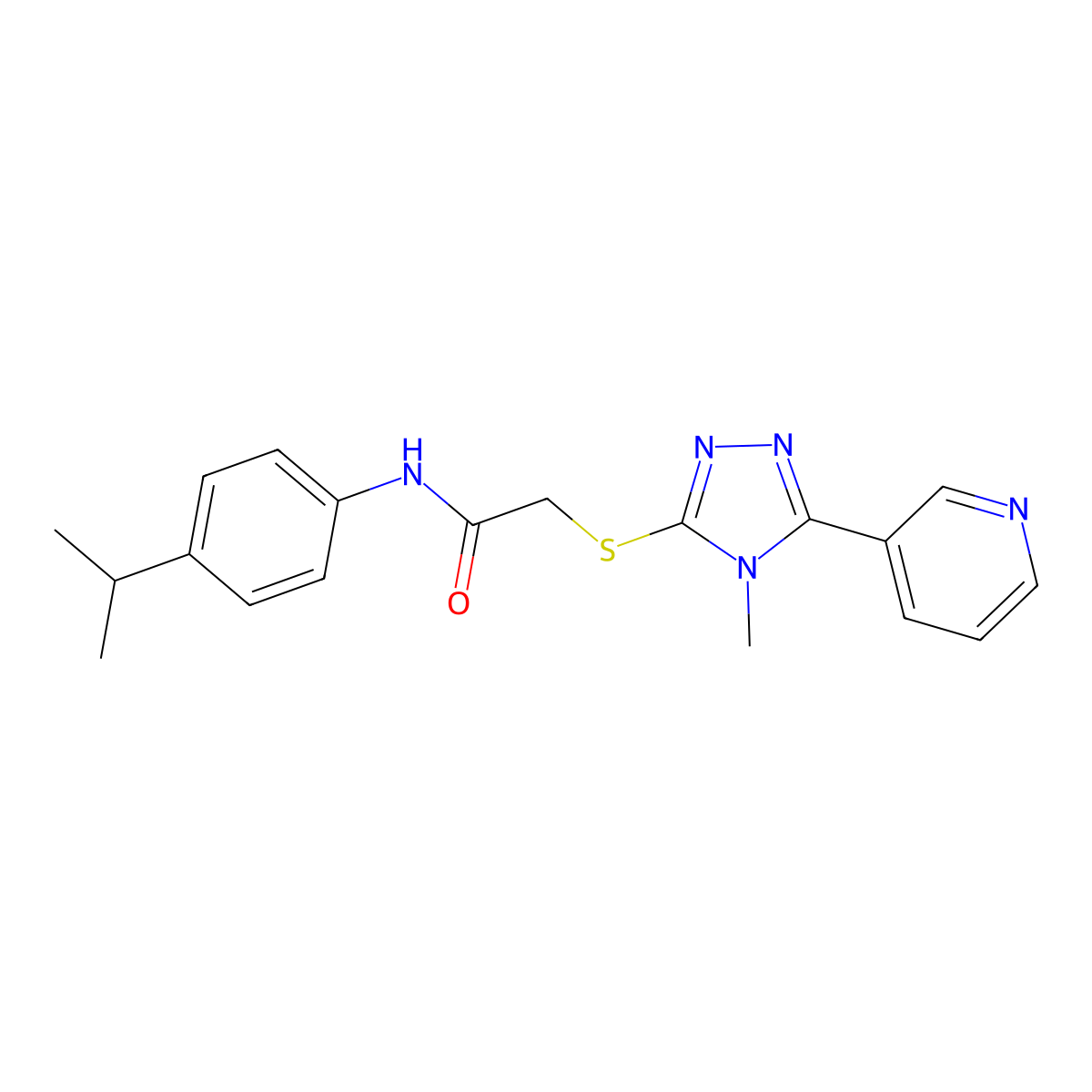 2-{[4-methyl-5-(pyridin-3-yl)-4H-1,2,4-triazol-3-yl]sulfanyl}-N-[4-(propan-2-yl)phenyl]acetamide molecular structure, CAS 577981-81-8