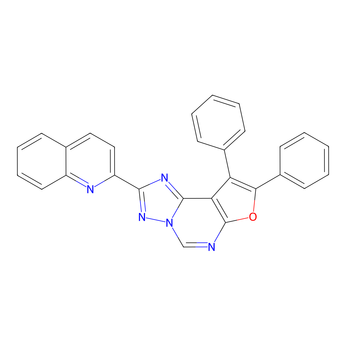 8,9-Diphenyl-2-(2-quinolinyl)furo[3,2-e][1,2,4]triazolo[1,5-c]pyrimidine molecular structure, CAS 577981-86-3