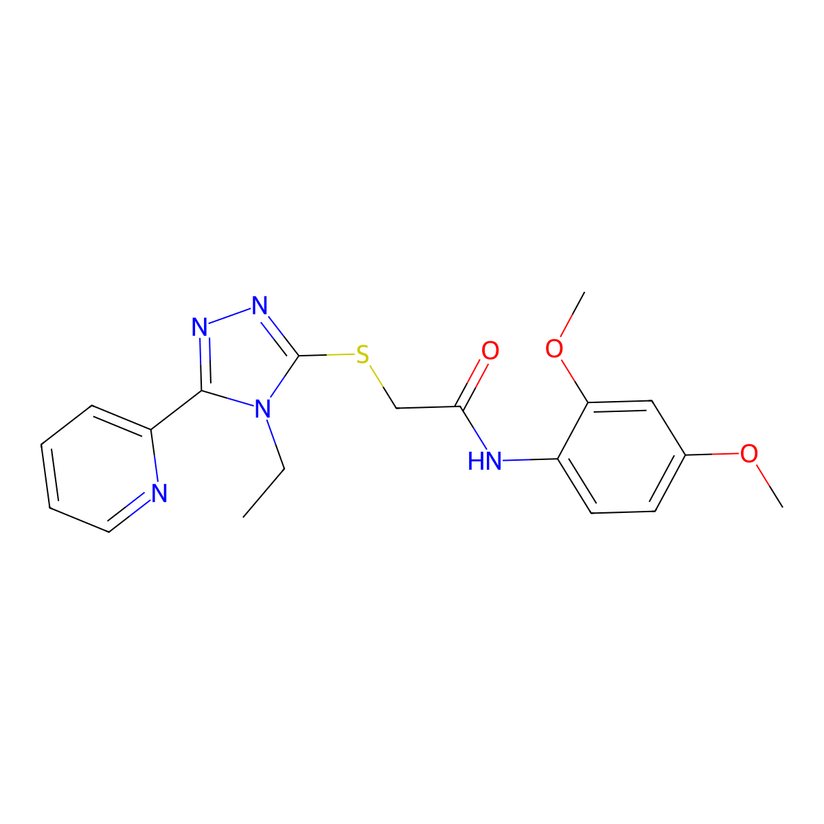 N-(2,4-Dimethoxyphenyl)-2-((4-ethyl-5-(2-pyridinyl)-4H-1,2,4-triazol-3-YL)sulfanyl)acetamide molecular structure, CAS 577981-98-7
