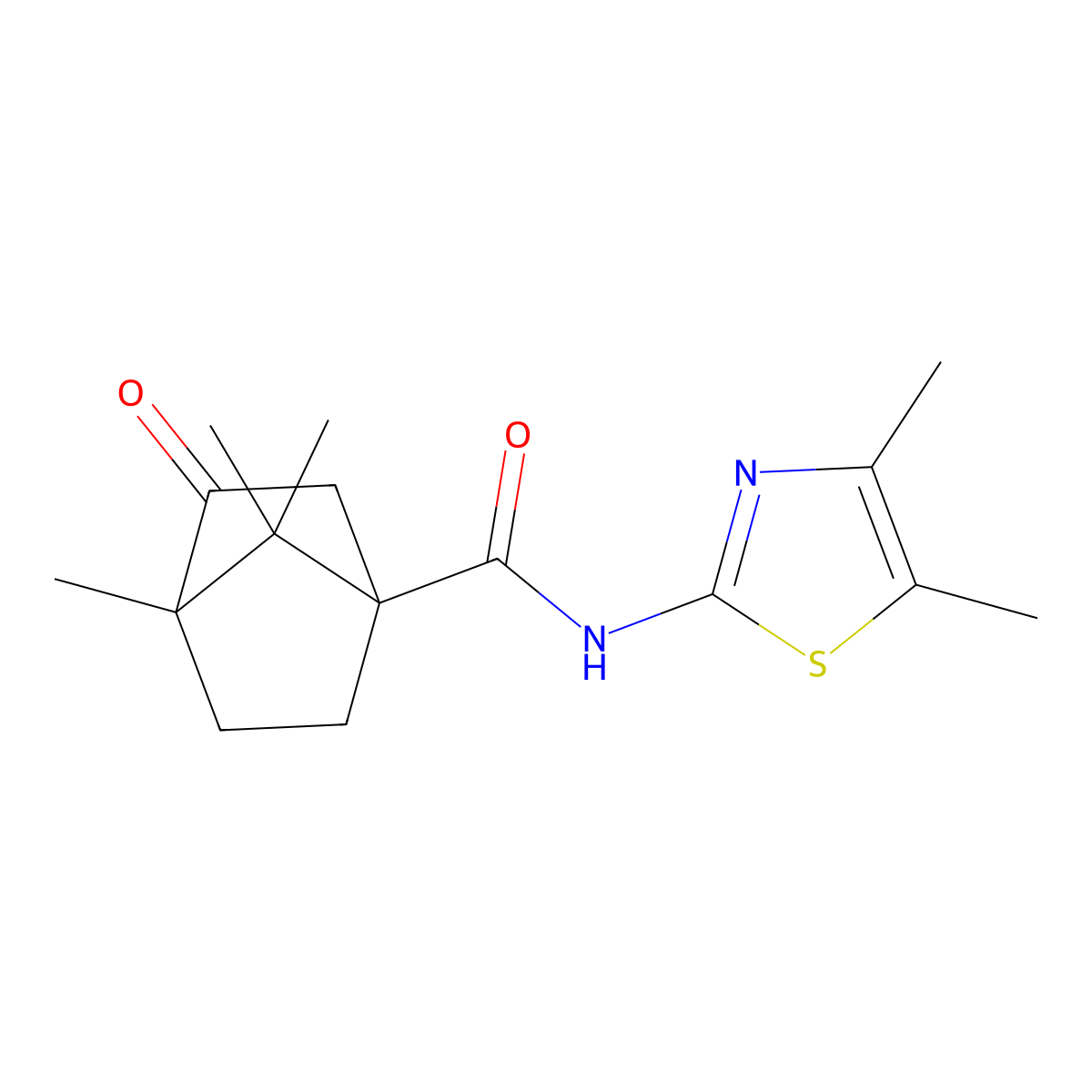 N-(4,5-dimethyl-1,3-thiazol-2-yl)-4,7,7-trimethyl-3-oxobicyclo[2.2.1]heptane-1-carboxamide molecular structure, CAS 577982-04-8