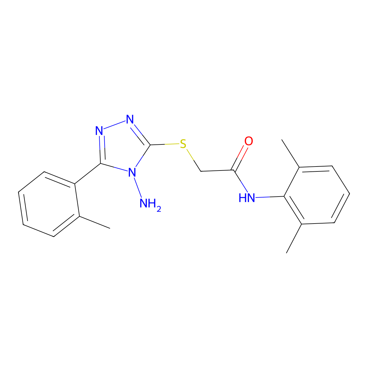 2-{[4-amino-5-(2-methylphenyl)-4H-1,2,4-triazol-3-yl]sulfanyl}-N-(2,6-dimethylphenyl)acetamide molecular structure, CAS 577982-11-7
