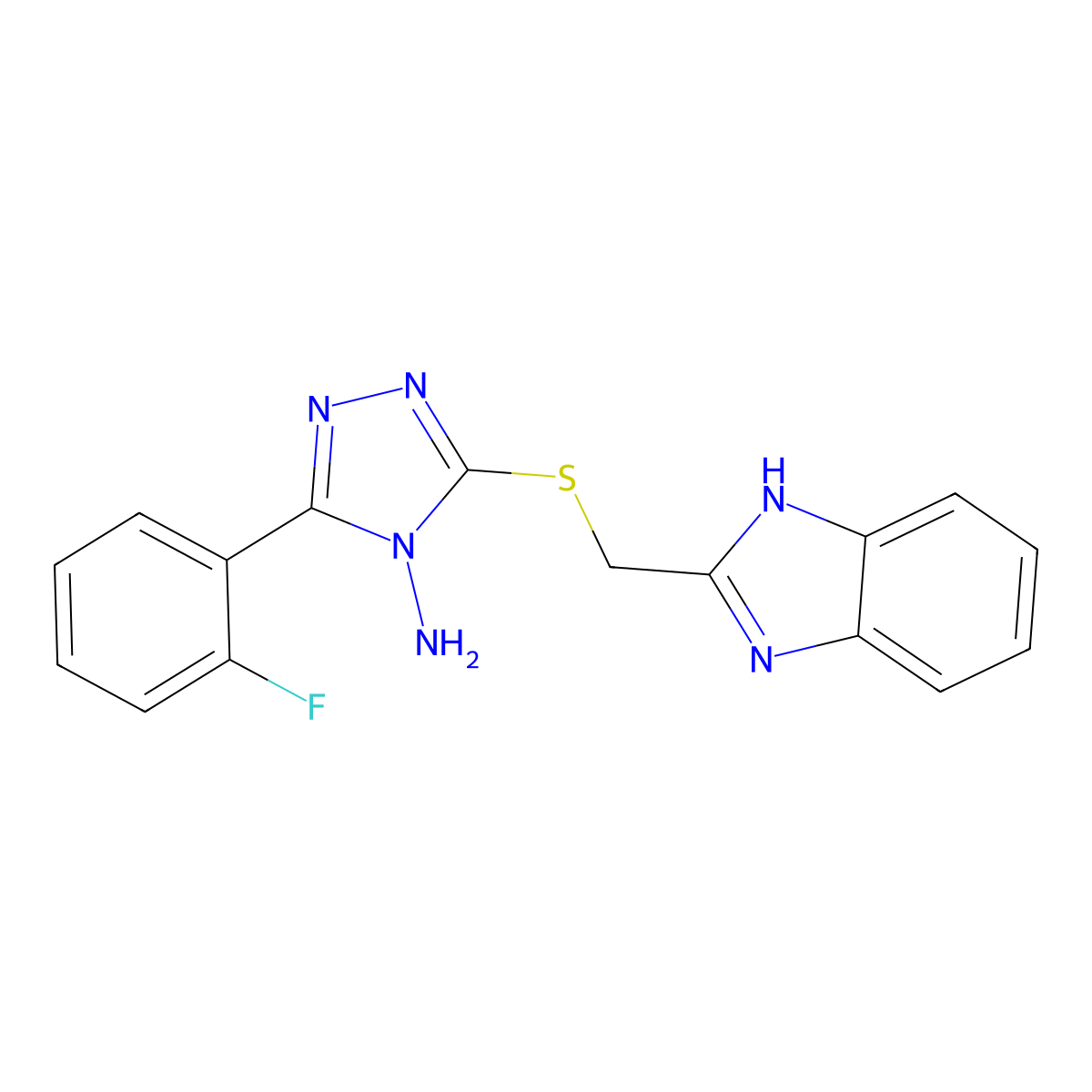 3-[(1H-benzimidazol-2-ylmethyl)sulfanyl]-5-(2-fluorophenyl)-4H-1,2,4-triazol-4-amine molecular structure, CAS 577982-22-0