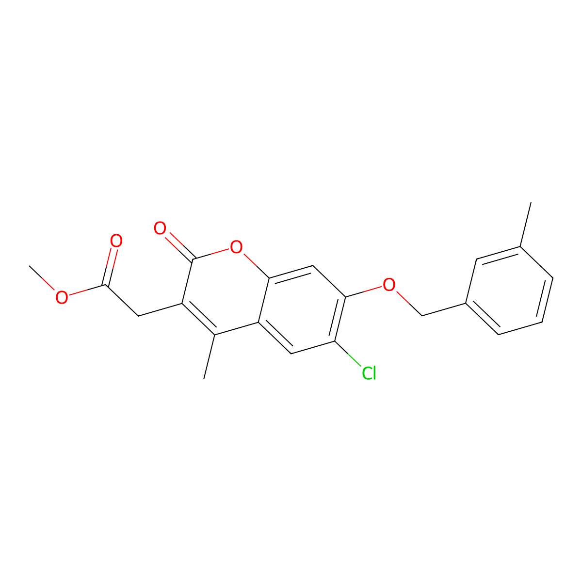 methyl {6-chloro-4-methyl-7-[(3-methylbenzyl)oxy]-2-oxo-2H-chromen-3-yl}acetate molecular structure, CAS 577982-23-1
