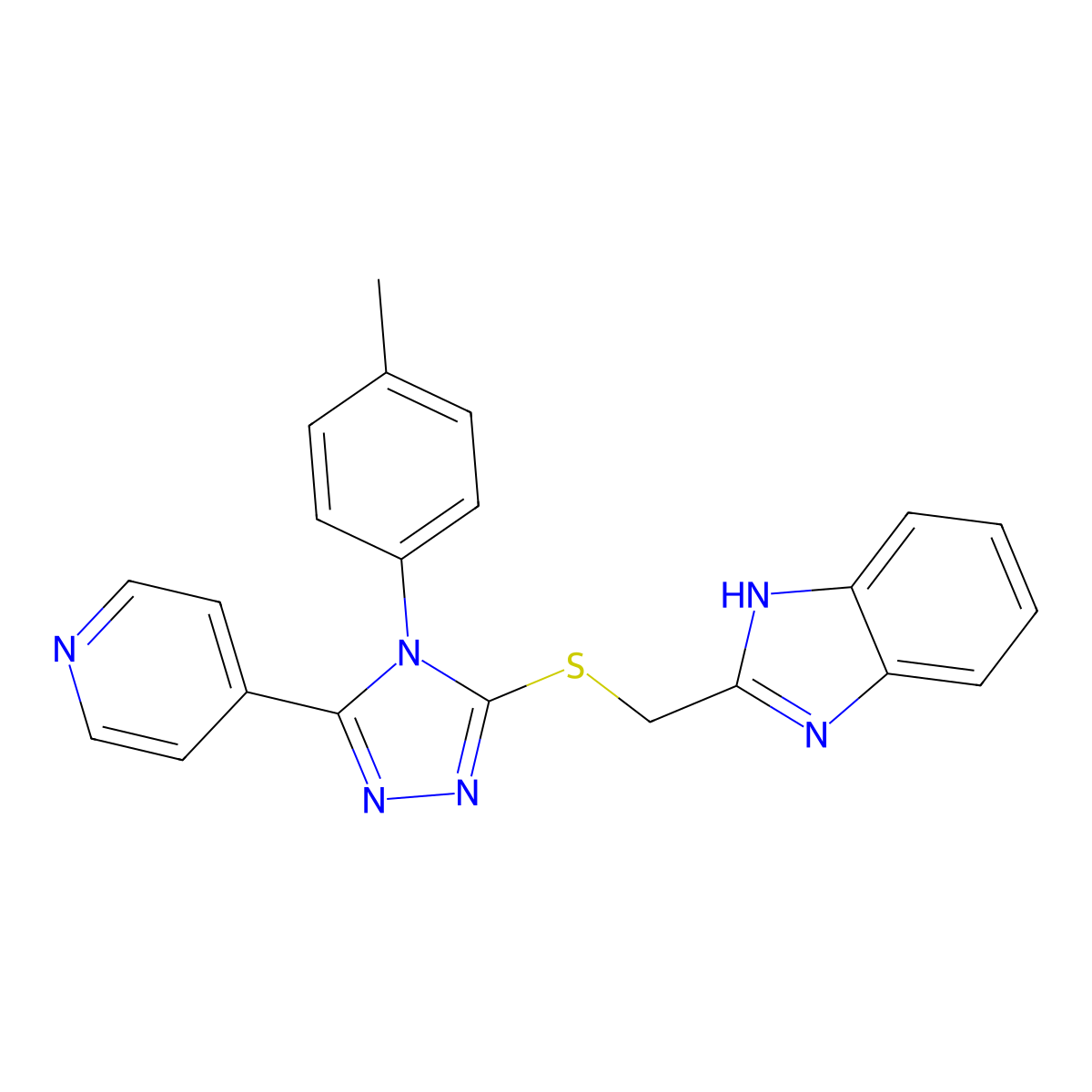 1H-Benzimidazol-2-ylmethyl 4-(4-methylphenyl)-5-(4-pyridinyl)-4H-1,2,4-triazol-3-YL sulfide molecular structure, CAS 577982-31-1