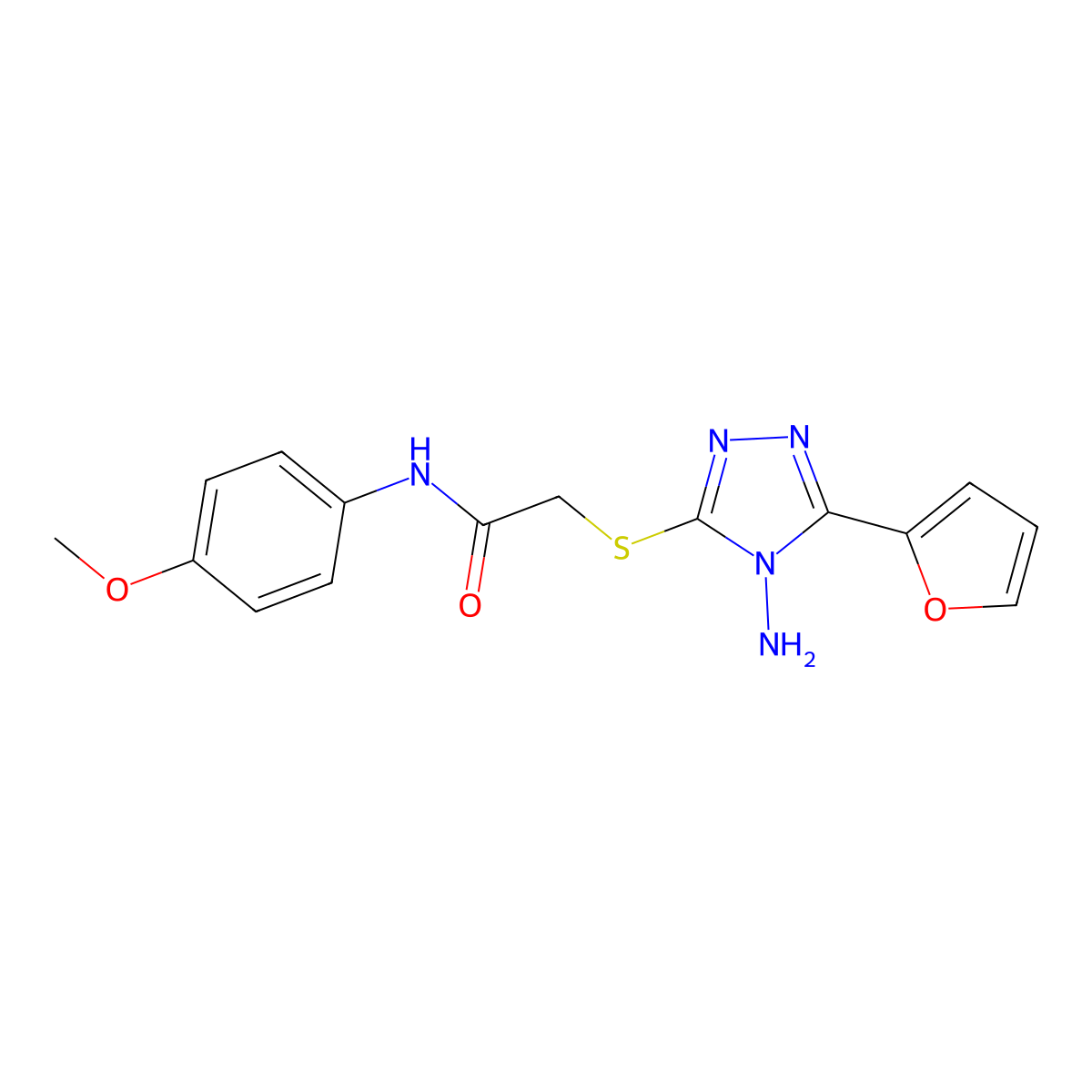 2-((4-amino-5-(furan-2-yl)-4H-1,2,4-triazol-3-yl)thio)-N-(4-methoxyphenyl)acetamide molecular structure, CAS 577982-38-8