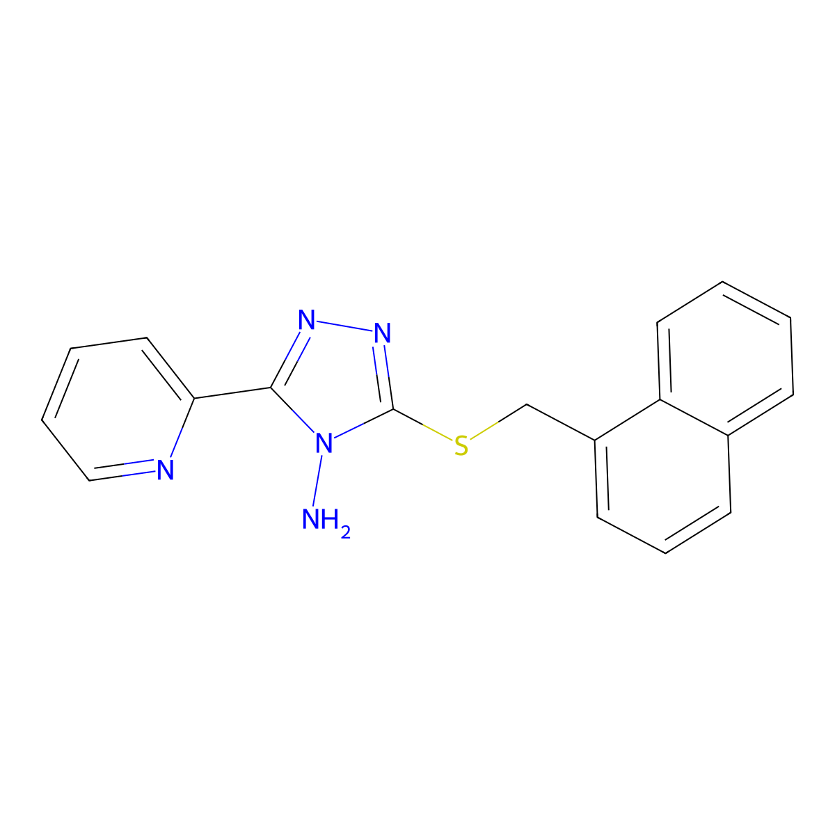 3-(Naphthylmethylthio)-5-(2-pyridyl)-1,2,4-triazole-4-ylamine molecular structure, CAS 577982-46-8