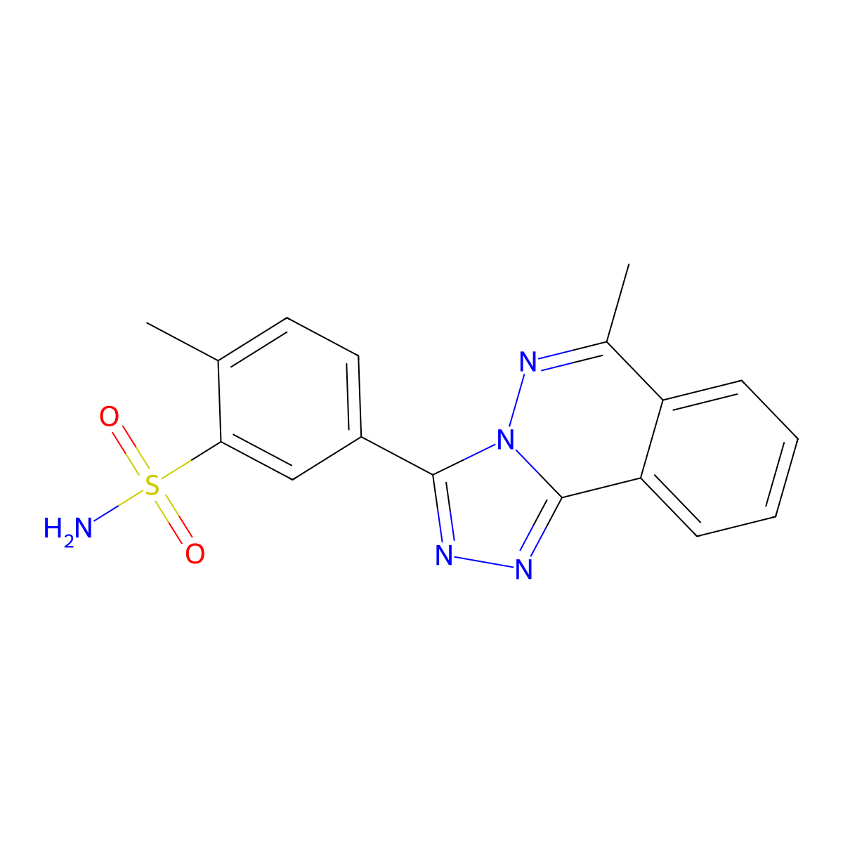 2-Methyl-5-(6-methyl-[1,2,4]triazolo[3,4-a]phthalazin-3-yl)benzenesulfonamide molecular structure, CAS 577982-61-7