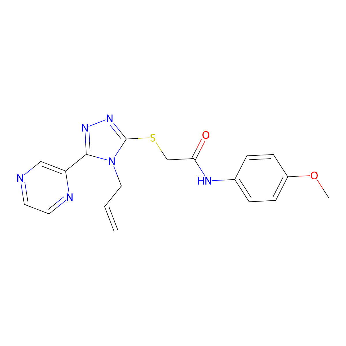 N-(4-methoxyphenyl)-2-{[4-(prop-2-en-1-yl)-5-(pyrazin-2-yl)-4H-1,2,4-triazol-3-yl]sulfanyl}acetamide molecular structure, CAS 577982-84-4