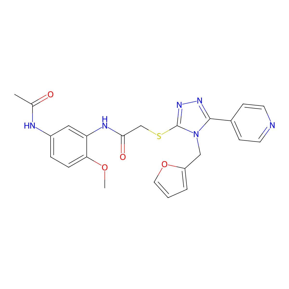 N-[5-(acetylamino)-2-methoxyphenyl]-2-[4-(2-furylmethyl)-5-(4-pyridyl)(1,2,4-t riazol-3-ylthio)]acetamide molecular structure, CAS 577982-89-9