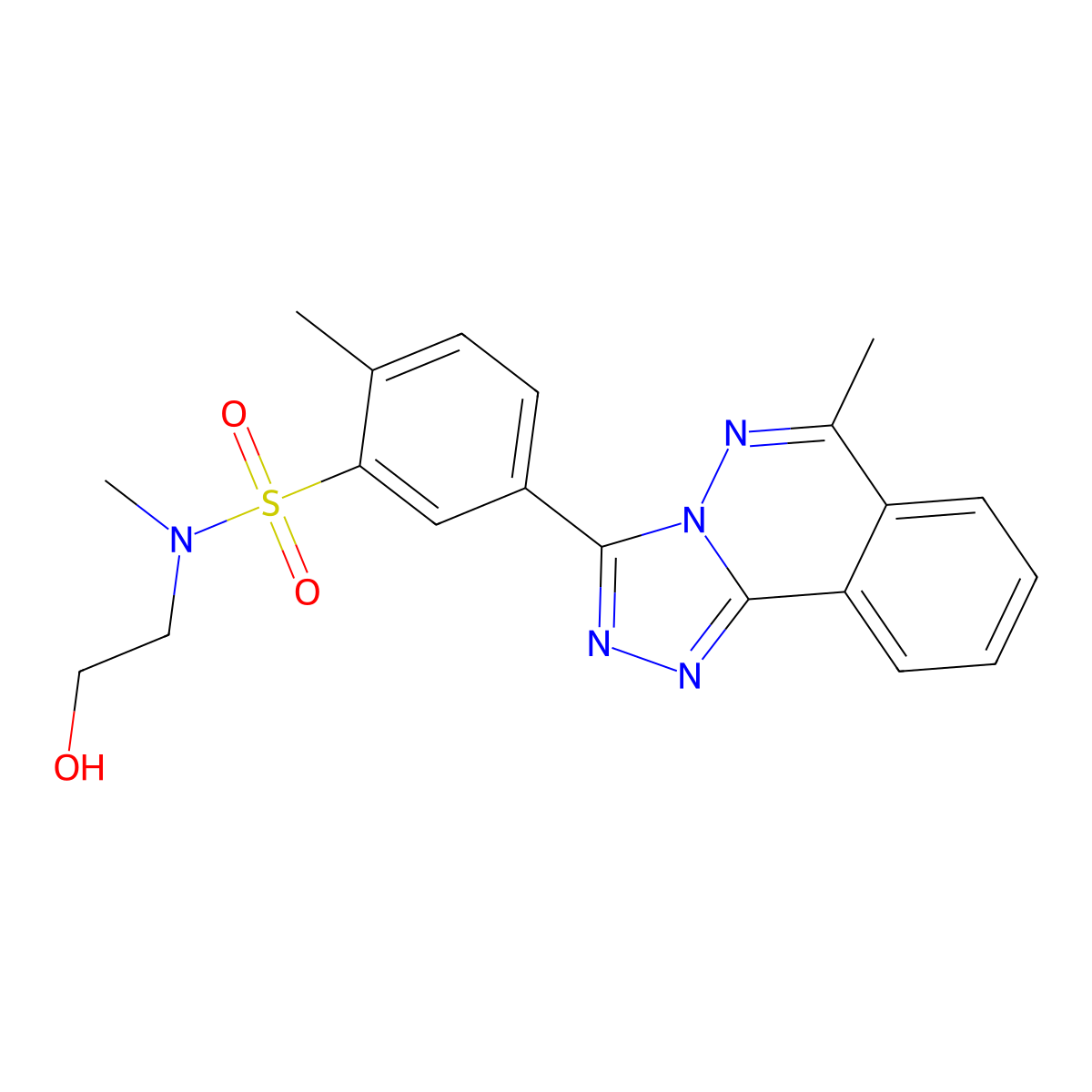 N-(2-hydroxyethyl)-N,2-dimethyl-5-(6-methyl-[1,2,4]triazolo[3,4-a]phthalazin-3-yl)benzenesulfonamide molecular structure, CAS 577983-09-6